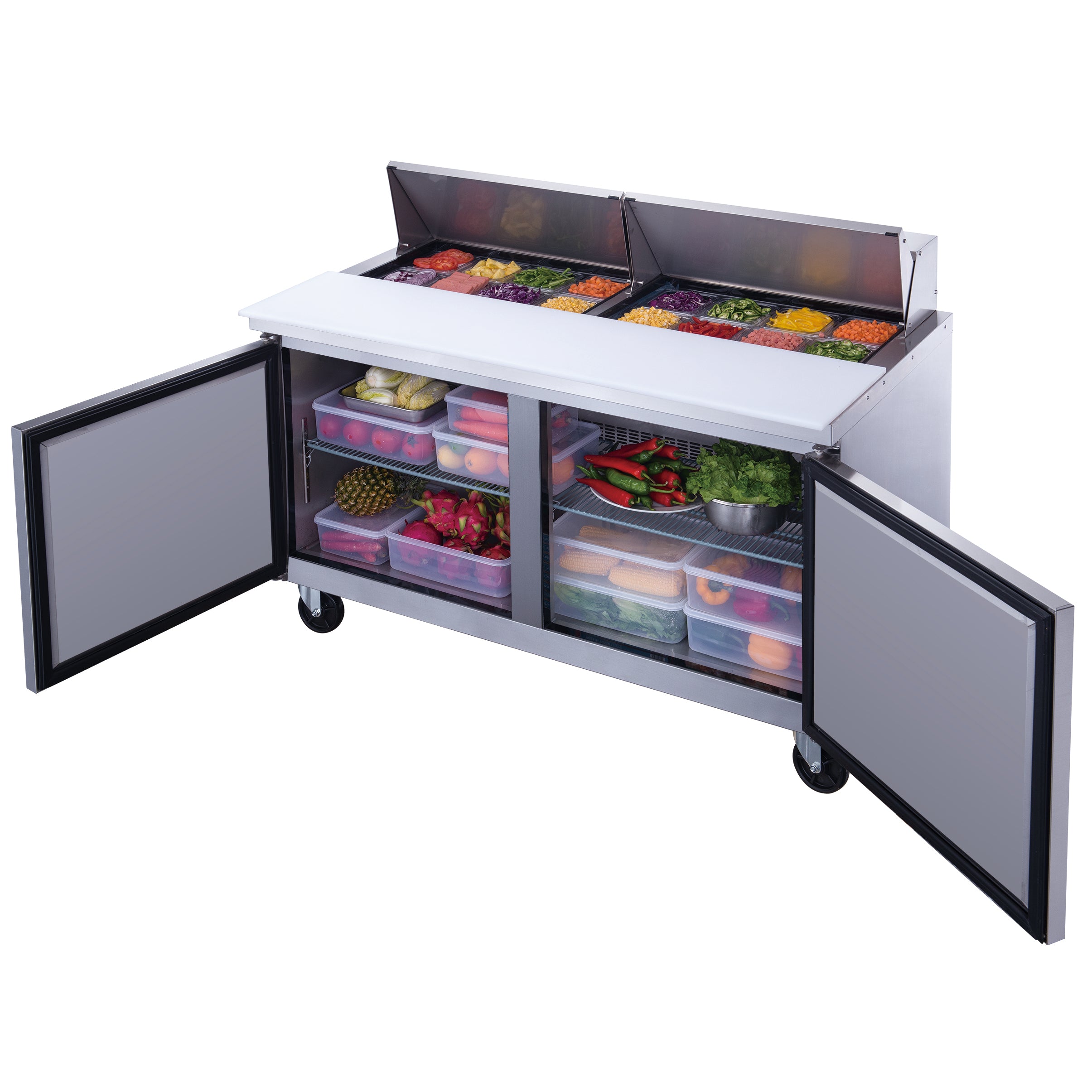 New Dukers DSP60-16-S2 2-Door Commercial Food Prep Table Refrigerated in Stainless Steel