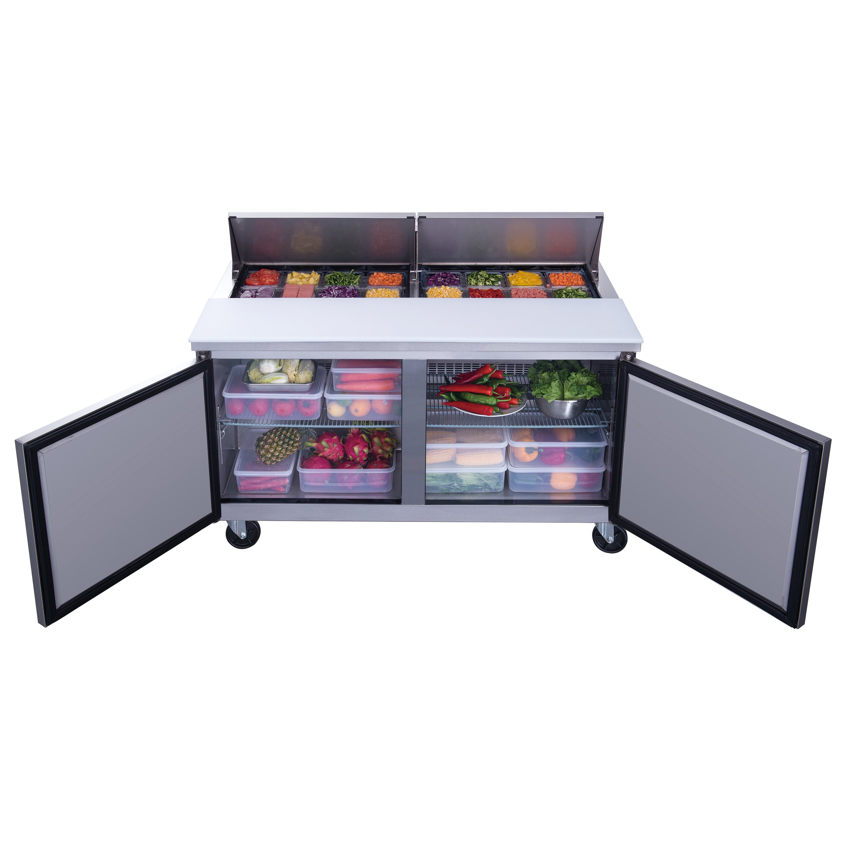 New Dukers DSP60-16-S2 2-Door Commercial Food Prep Table Refrigerated in Stainless Steel