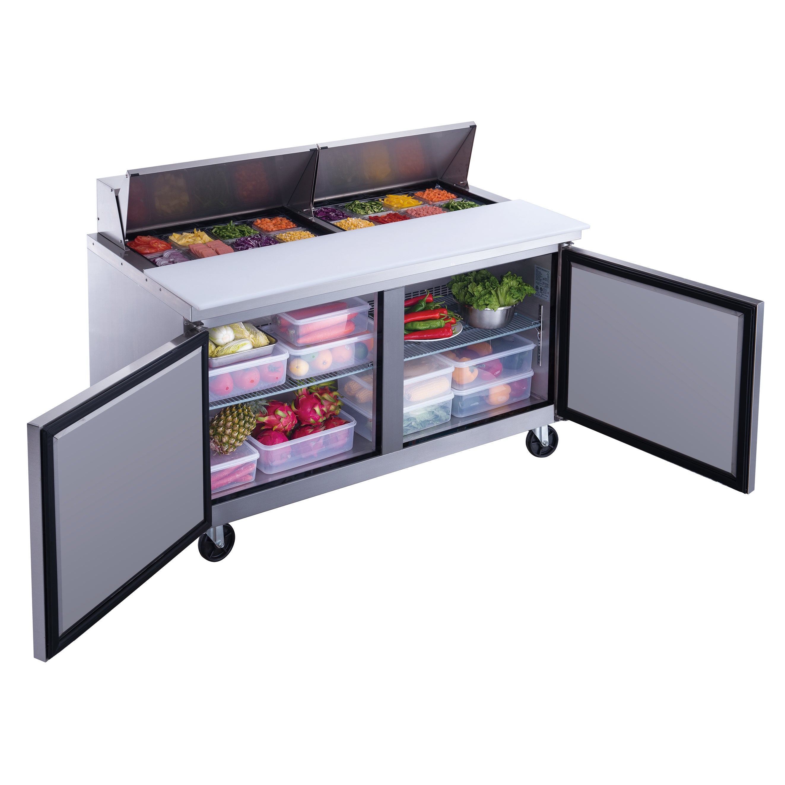 New Dukers DSP60-16-S2 2-Door Commercial Food Prep Table Refrigerated in Stainless Steel