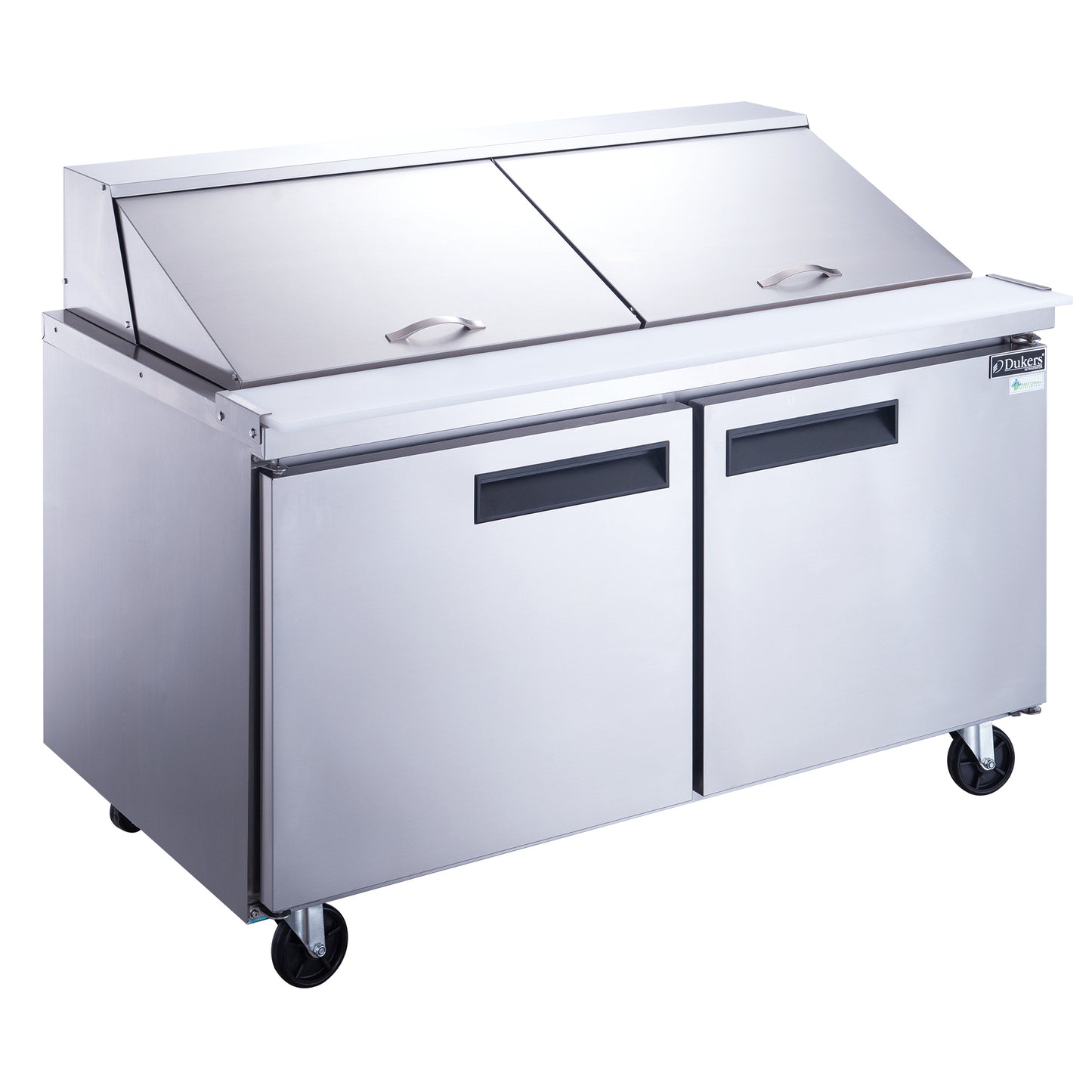 New Dukers DSP60-24M-S2 2-Door Commercial Food Prep Table Refrigerated in Stainless Steel with Mega Top