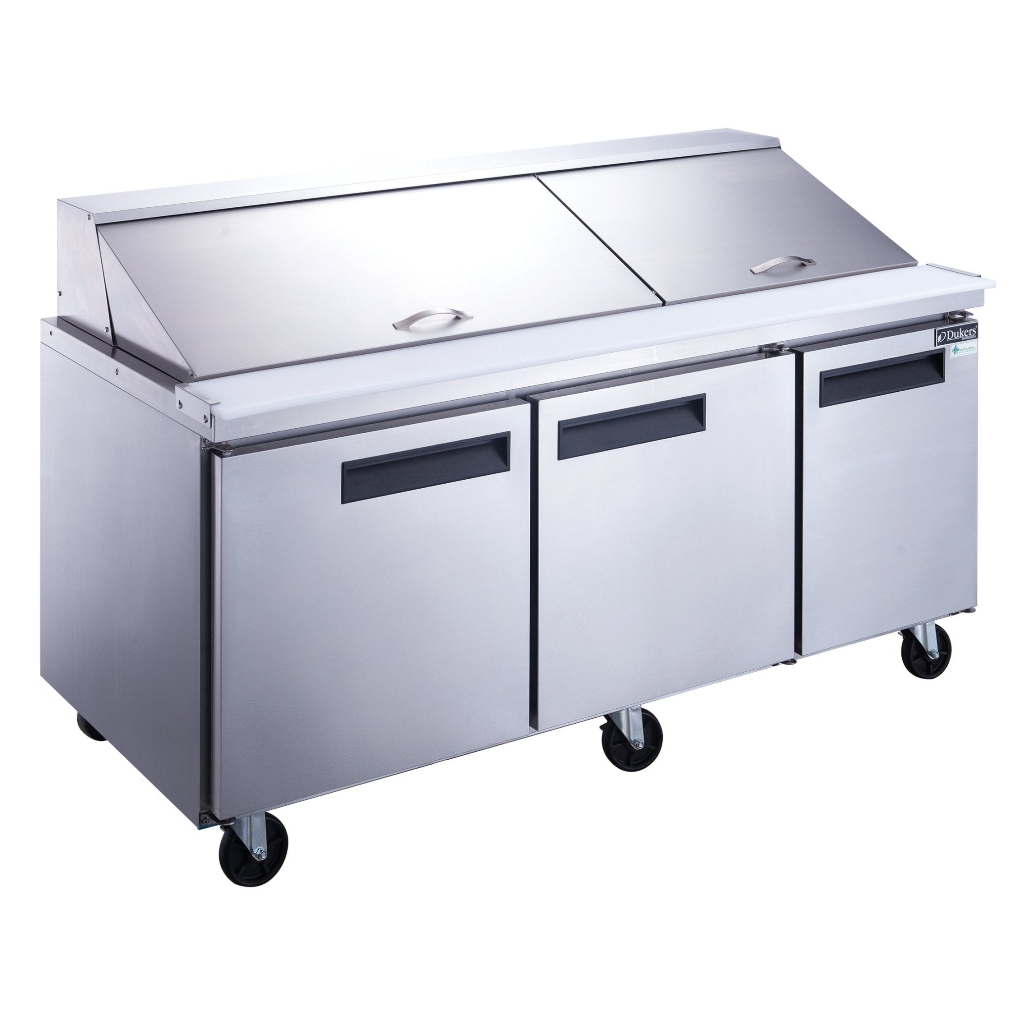 New Dukers DSP72 - 30M - S3 3 - Door Commercial Food Prep Table Refrigerated in Stainless Steel with Mega Top - Falcon Restaurant Supply - 5