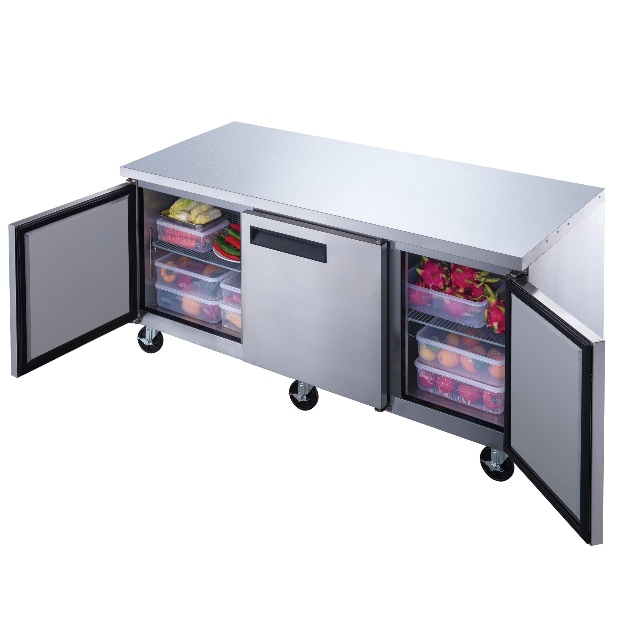 New Dukers DUC72R 3 - Door Undercounter Commercial Refrigerator in Stainless Steel - Falcon Restaurant Supply - 4