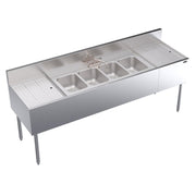 Like New 84" Krowne KR24-74C  Stainless 4 Compartment Underbar Sink Unit with Faucet