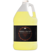 Yellow bottle with a black label on a white background