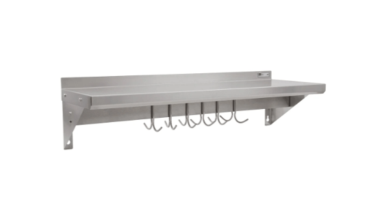 New John Boos BHS1248PR Wall Shelf w/ Riser & 1 Bar Pot Rack, 48 x 12" - Falcon Restaurant Supply - 2