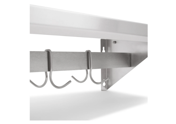 New John Boos BHS1248PR Wall Shelf w/ Riser & 1 Bar Pot Rack, 48 x 12" - Falcon Restaurant Supply - 3