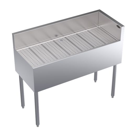 New Krowne KR19-C42R Royal Series 42"L x 19"D Stainless Steel Embossed Top Underbar Corner Drainboard