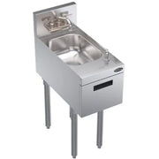 Like New Krowne KR24-12ST Royal Series Freestanding Underbar 12"x 24" Stainless Hand Sink with  Soap & Towel Dispenser