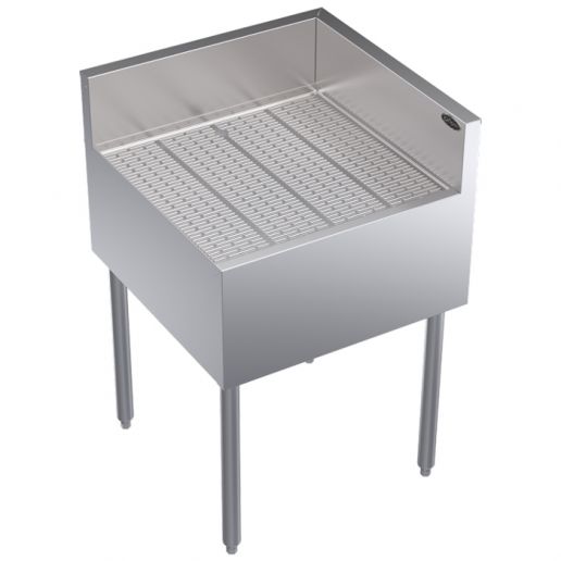 New Krowne KR24-C24R Royal Series 24" x 24" Stainless Embossed Top Underbar Right Corner Drainboard