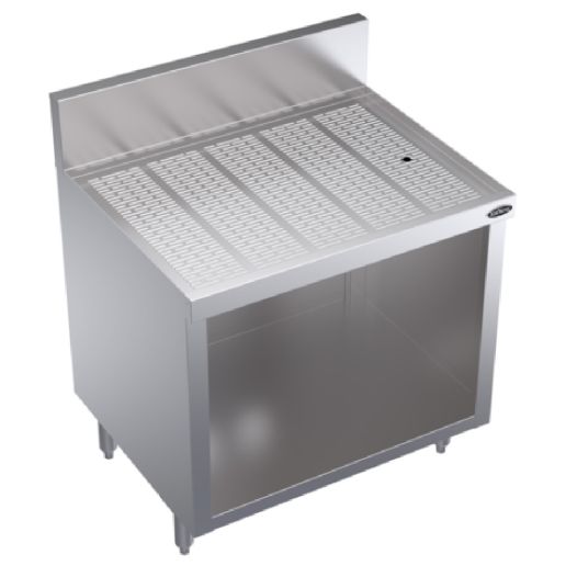 New Krowne KR24-S30 Royal Series 30"L x 24"D Stainless Underbar Storage Cabinet with Drainboard Top