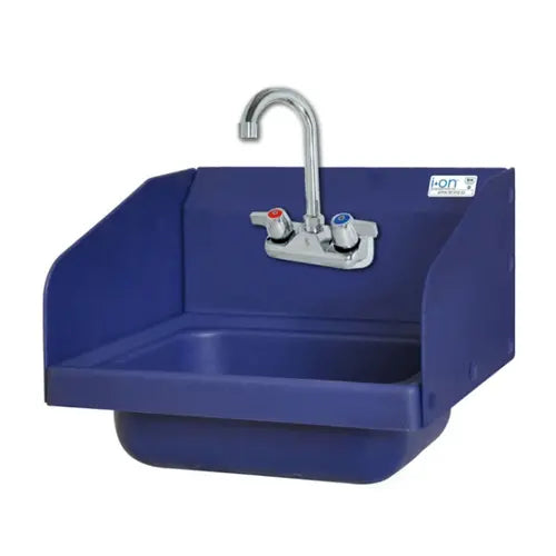 New BK Resources APHS-W1410-SSBPG Antimicrobial Hand Sink With Faucet & Splashguards