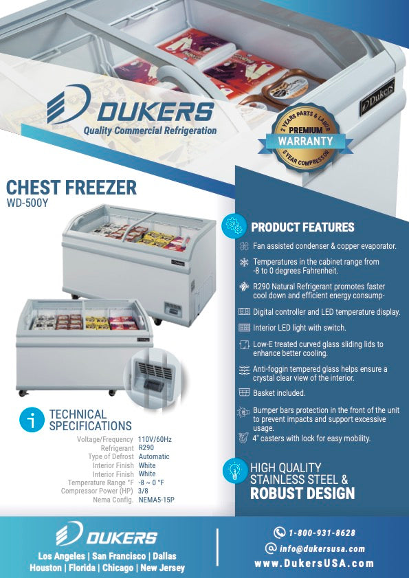 New Dukers WD-500Y Commercial Chest Freezer in White 56"