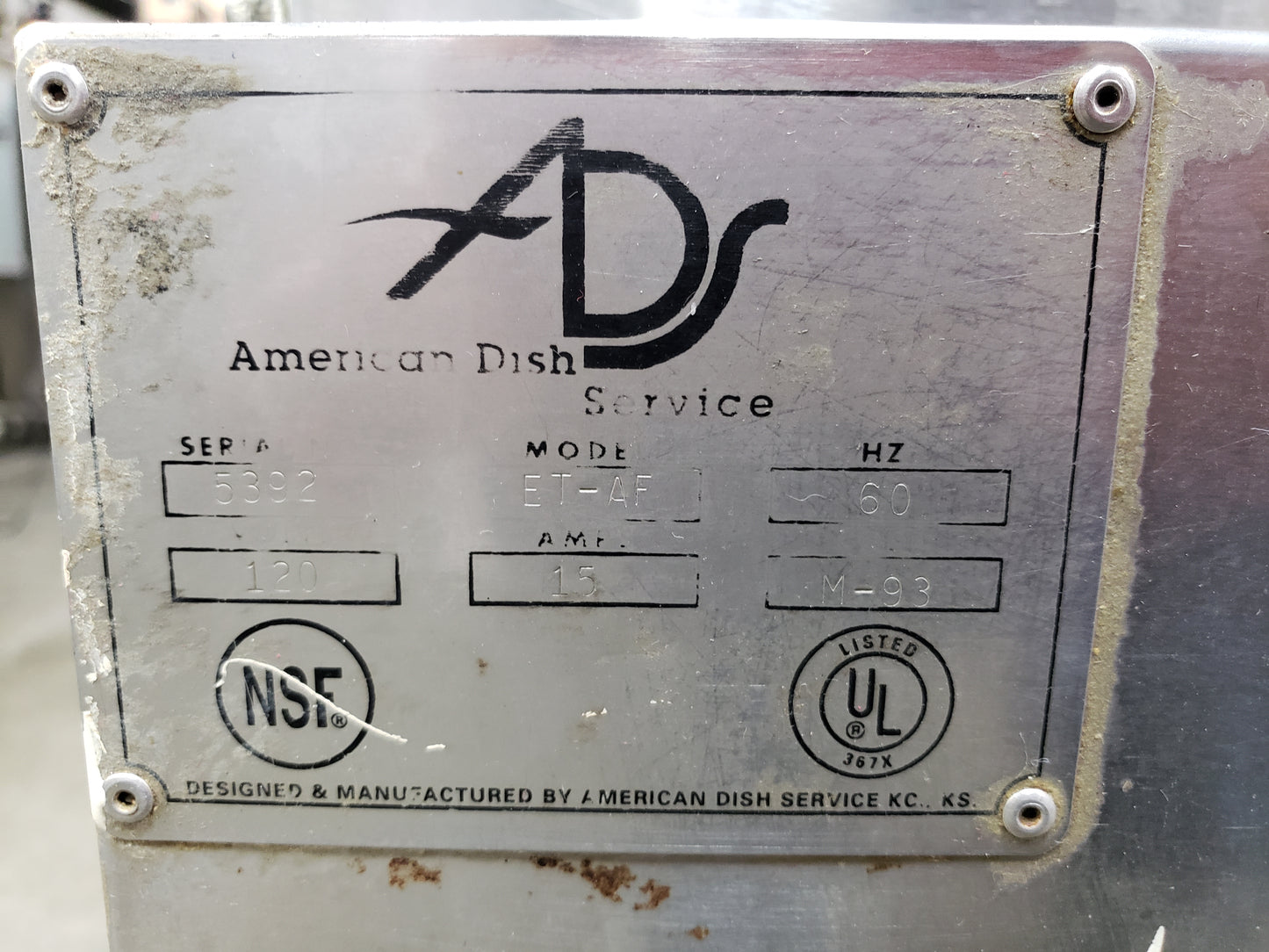 Used ADT EF-AF Undercounter Commercial Dish Washer 120V 15A As-Is