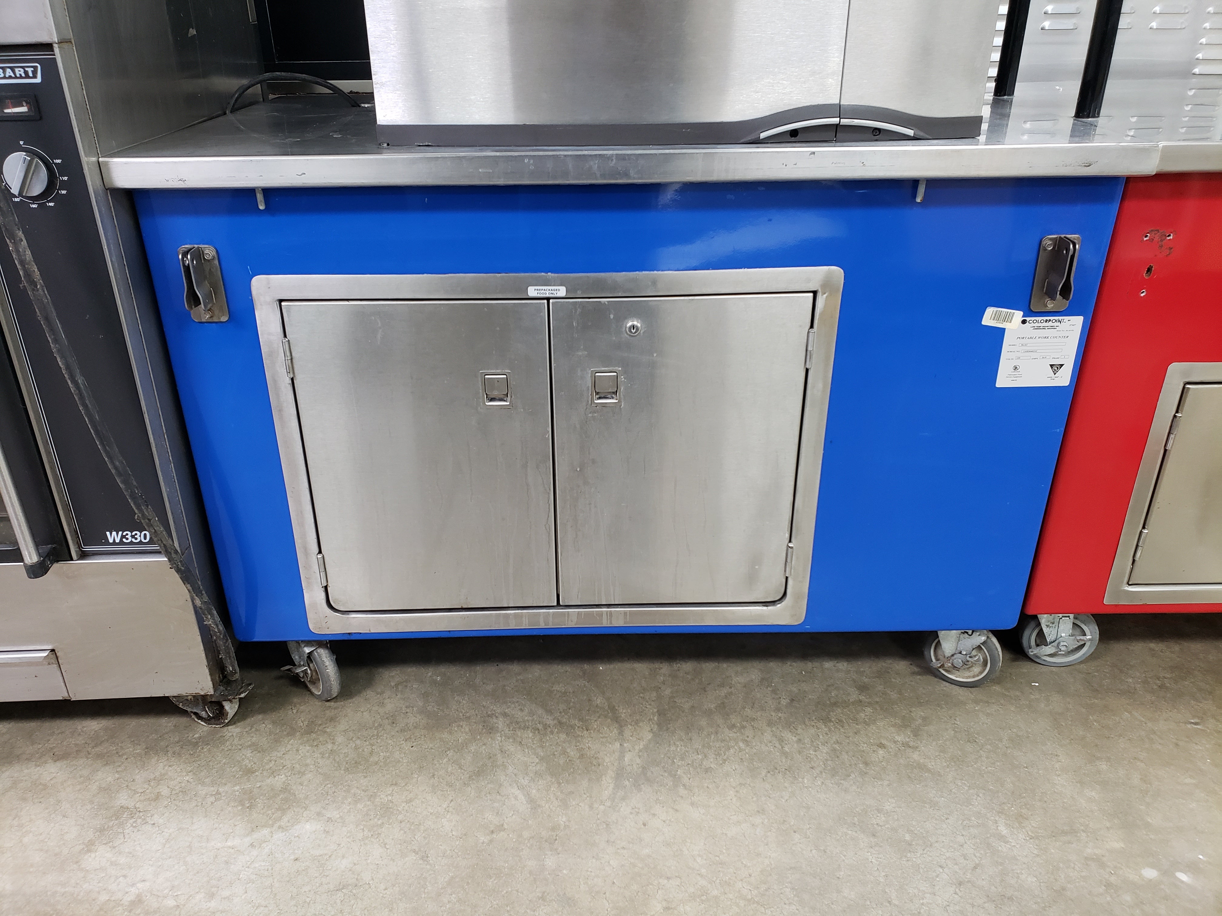 Used ColorPoint 50" Refrigerated Buffet worktop cabinet on casters with 115v outlet