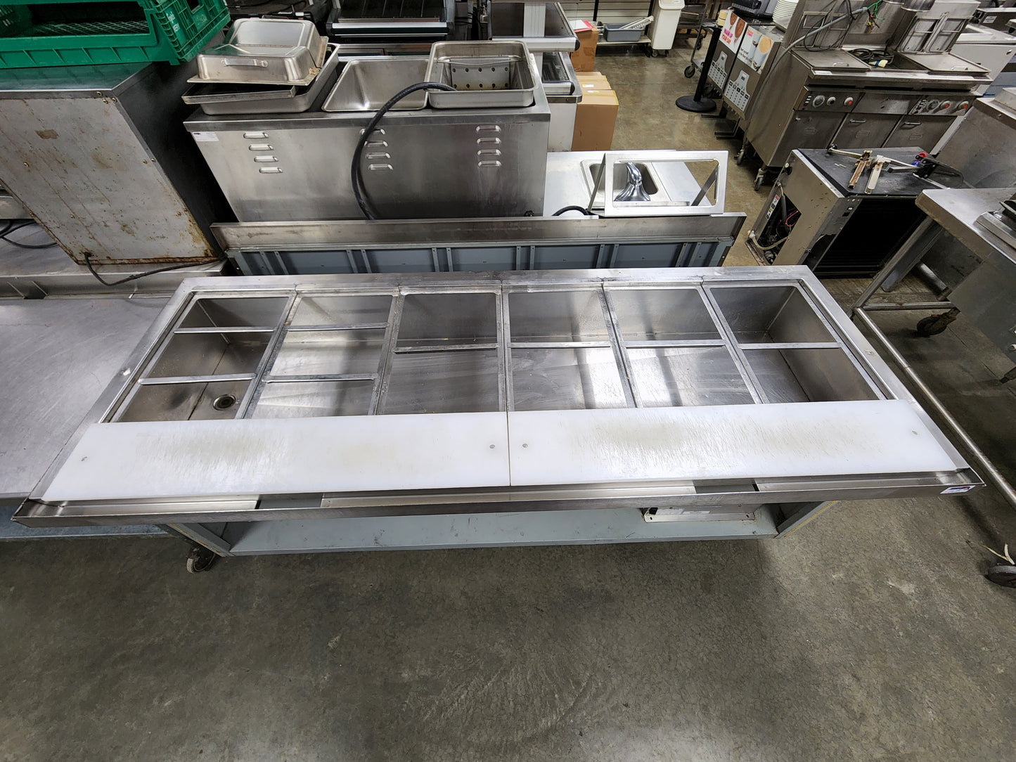 Used 86" Duke SUB-FC-206-RT-M Refrigerated Prep Table