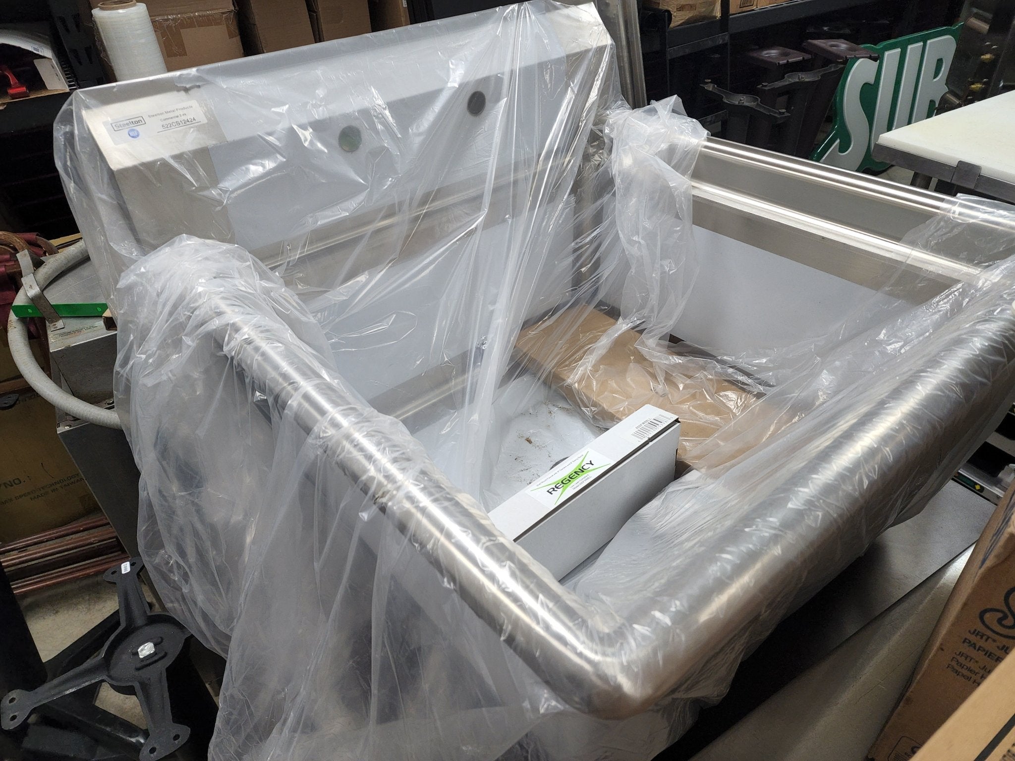 New Steelton 30" 18 - Gauge Stainless Steel One Compartment Commercial Sink with Faucet - 24" x 24" x 12" Bowl - Falcon Restaurant Supply - 1