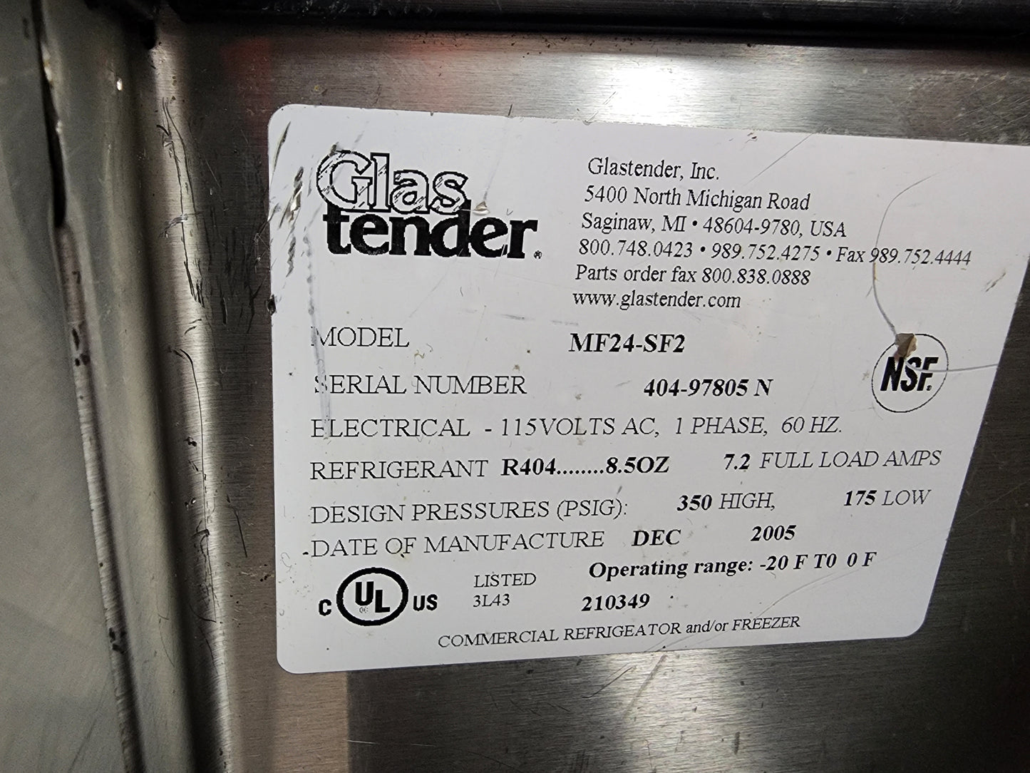 Glastender MF24-S2 - Underbar Glass Froster, 24"W X 24"D, Self-contained Refrigeration - Used