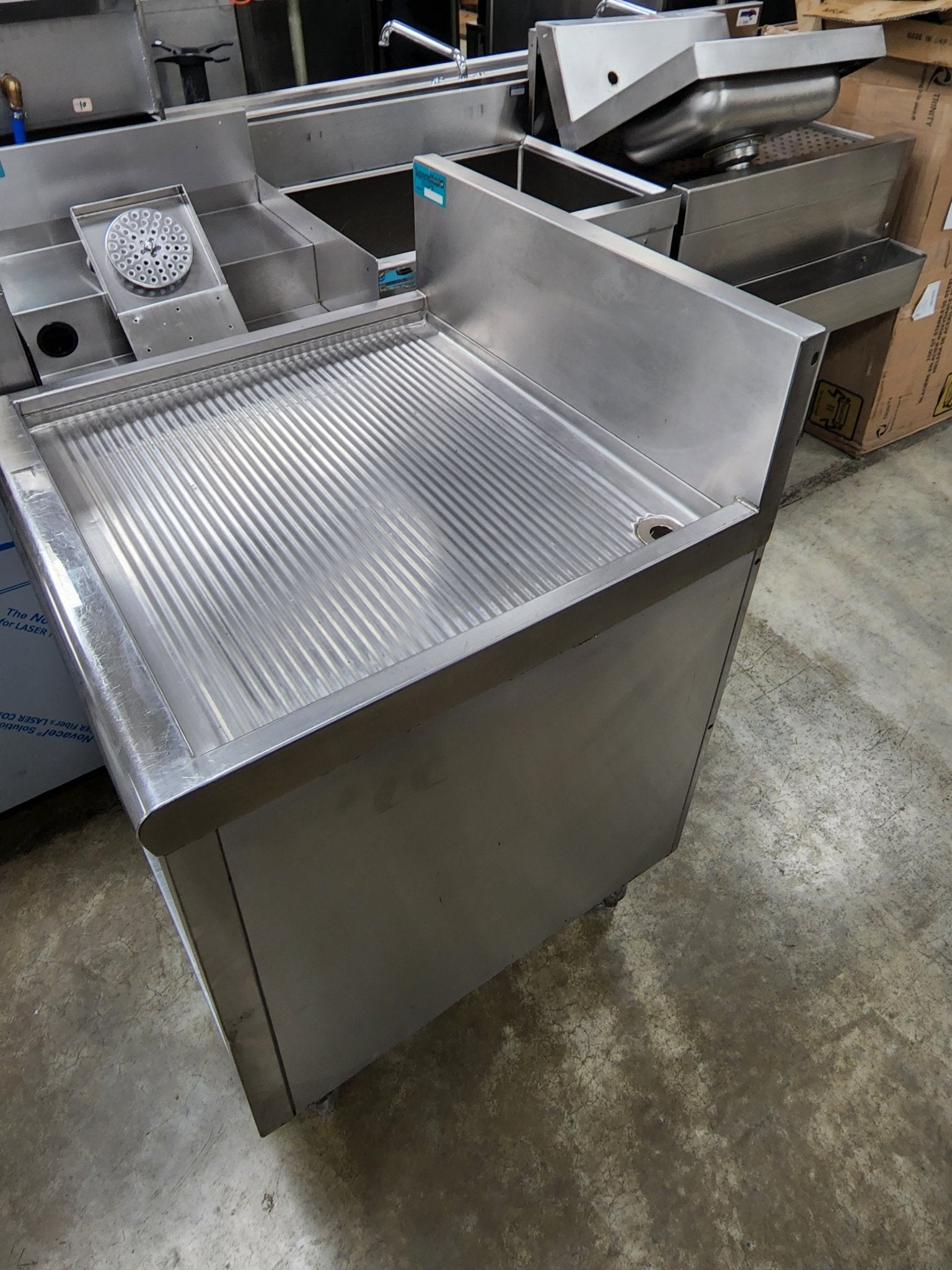 Used Supreme Metal Stainless Steel Underbar Drainboard - Used - SS36 - Falcon Restaurant Supply - 3