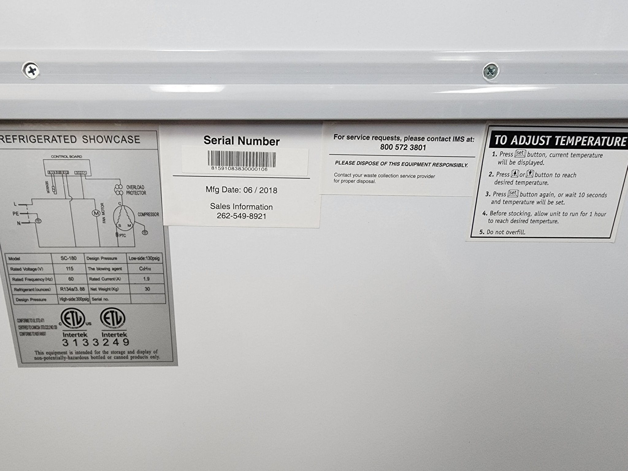 New SC180 Open Top Refrigerator