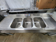 Used Krowne 18-53C 3 Compartment Commercial Sink