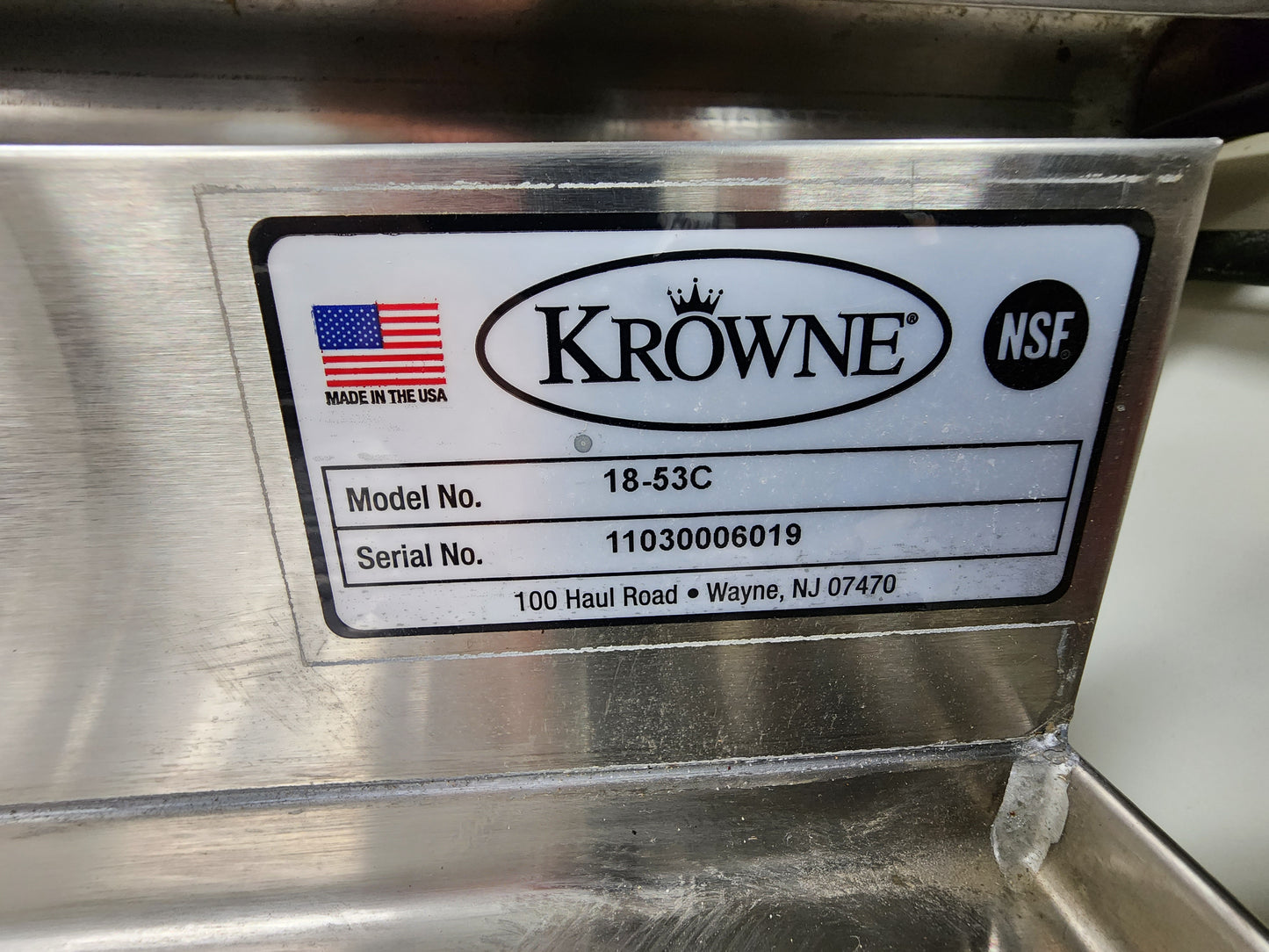 Used Krowne 18-53C 3 Compartment Commercial Sink