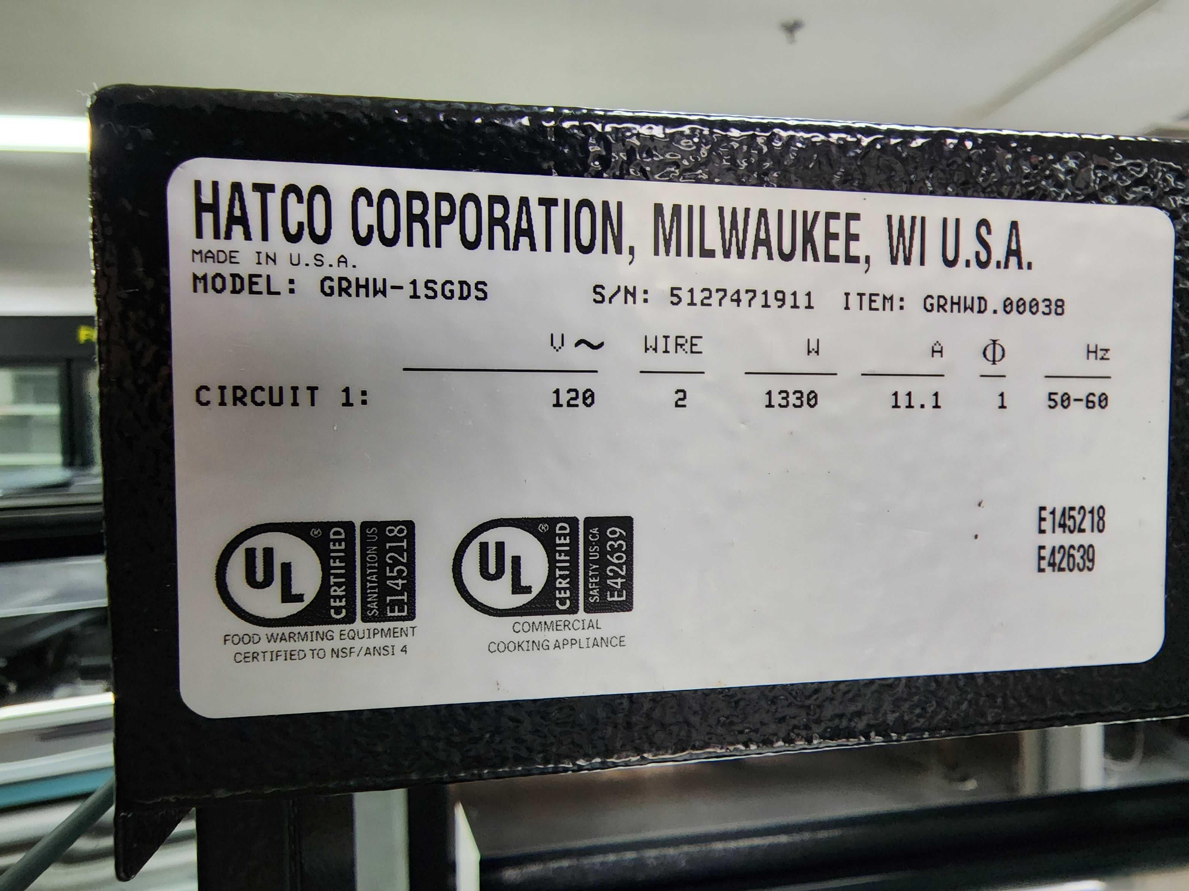 Used Hatco GRHW-1SGDS Food Warmer Heated Holding Merchandiser Display 120V 1330W