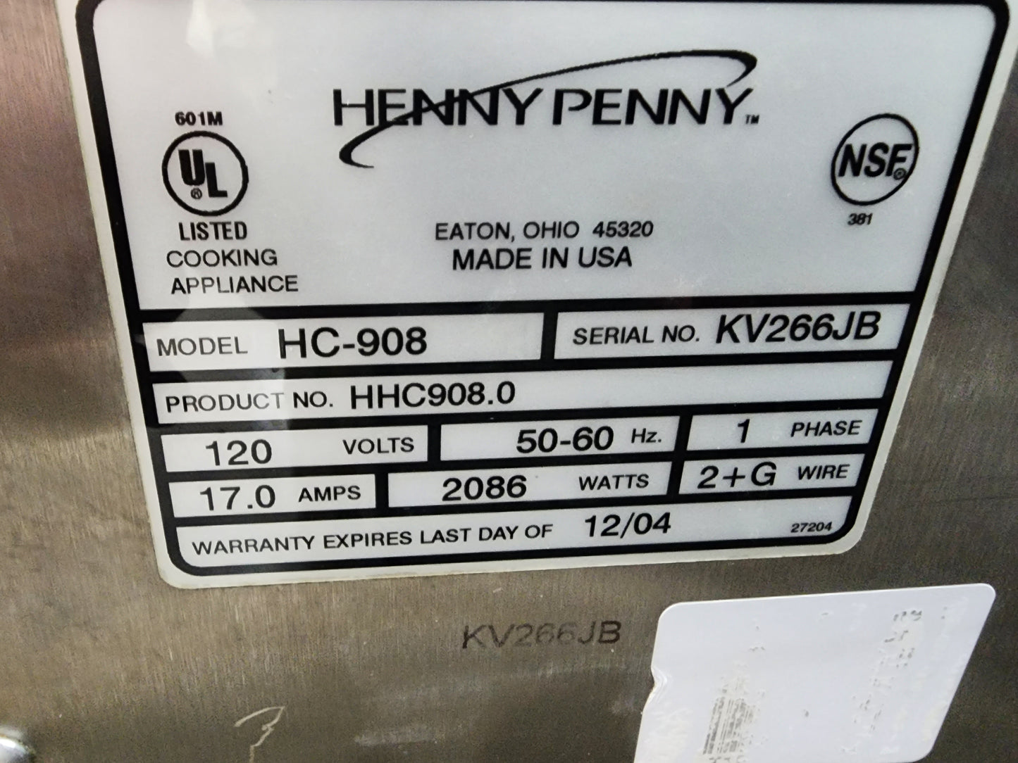 Used Henny Penny HC-908 Half Height Heated Warming Holding Cabinet 120V 2086W