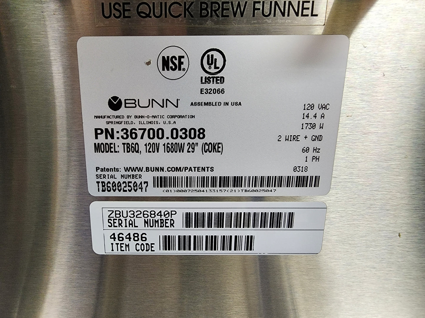 Bunn TB3, 25.75" Trunk - 3Gal (11.4L) Iced Tea Brewer