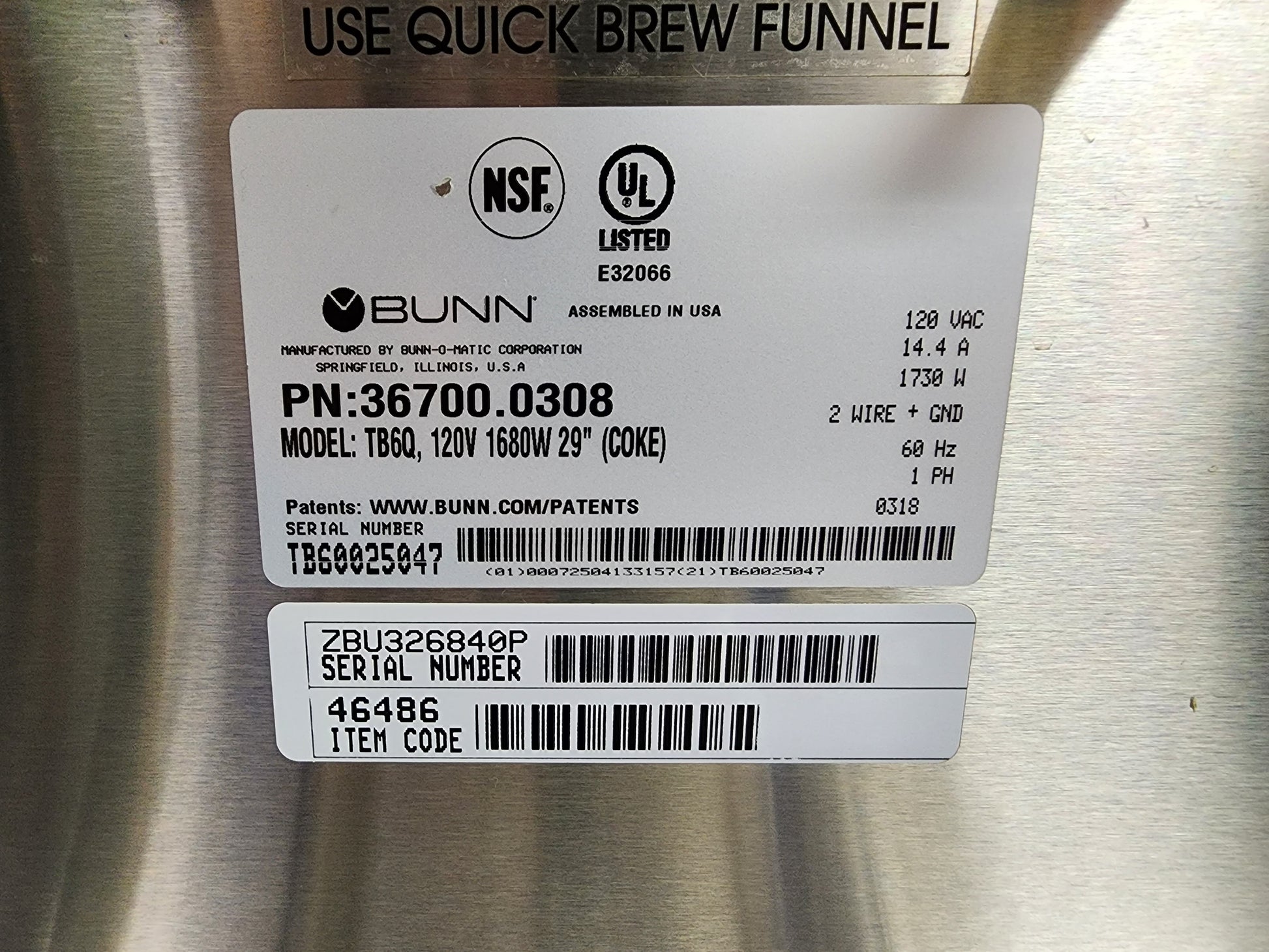 Bunn 36700.0020 TB3Q Iced Tea Brewer, 29 Trunk, Quick Brew