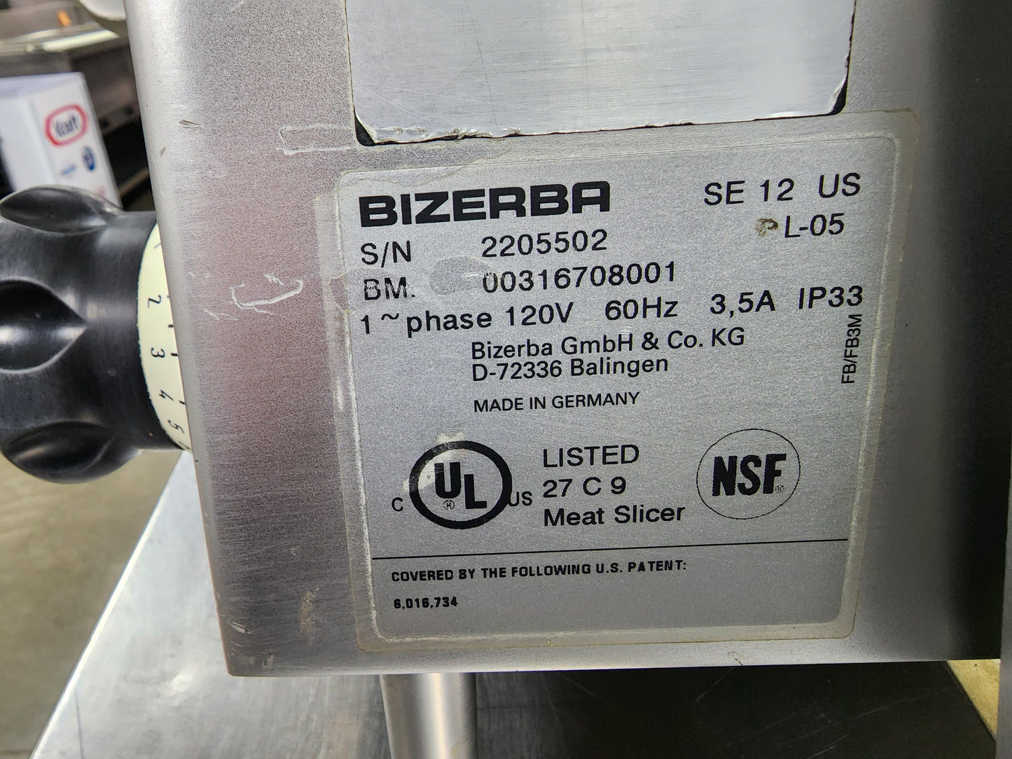 Used 12" Bizerba SE12 Manual Gravity Feed Deli Meat Slicer 120V