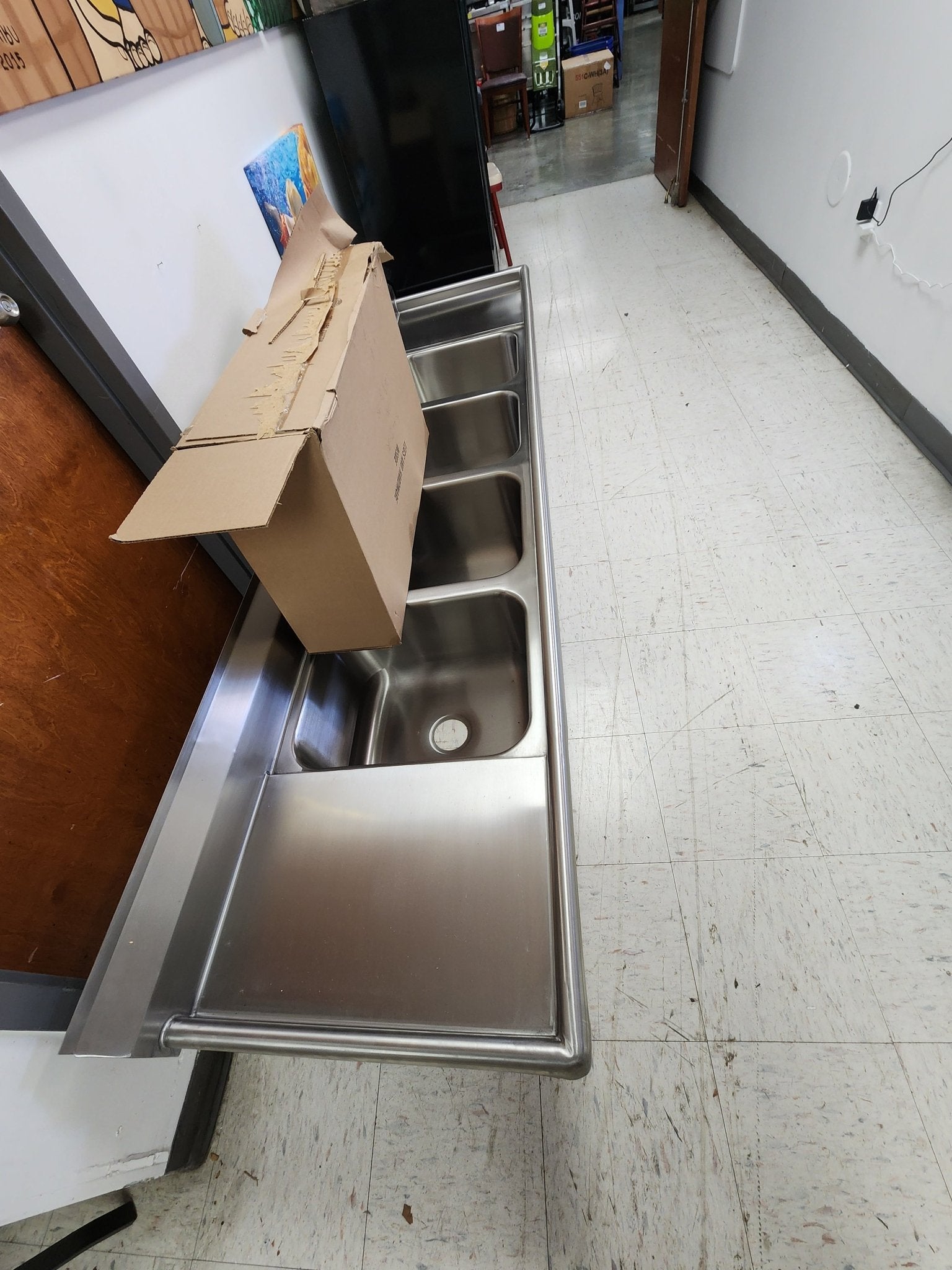 New Advance Tabco 9 - 4 - 72 - 18RL 110" 4 Compartment Sink w/ 16"L x 20"W Bowl, 12" Deep - Falcon Restaurant Supply - 2