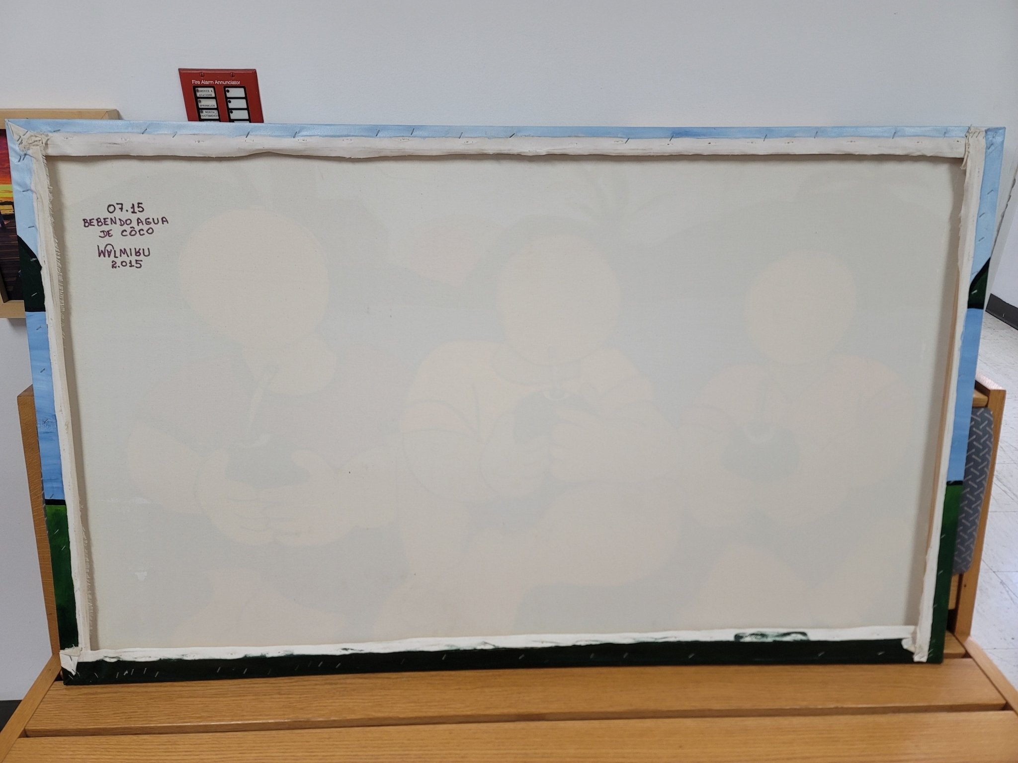 New Walmiru Original Faceless Painting on Canvas - Drinking Coconut Water 36" x 60" - Falcon Restaurant Supply - 3