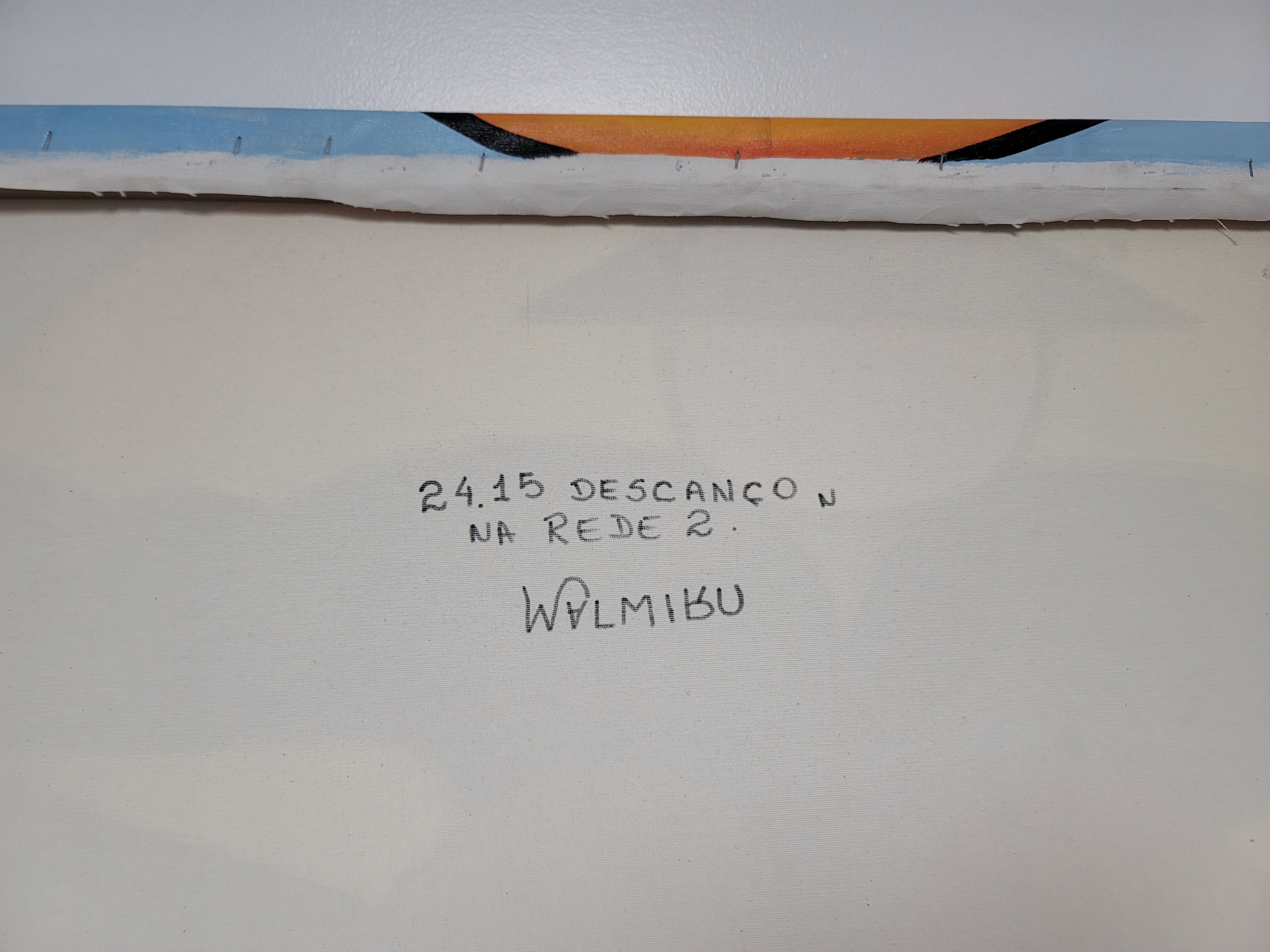 New Walmiru Original Faceless Painting on Canvas - Man in Hammock Rest 36" x 60"