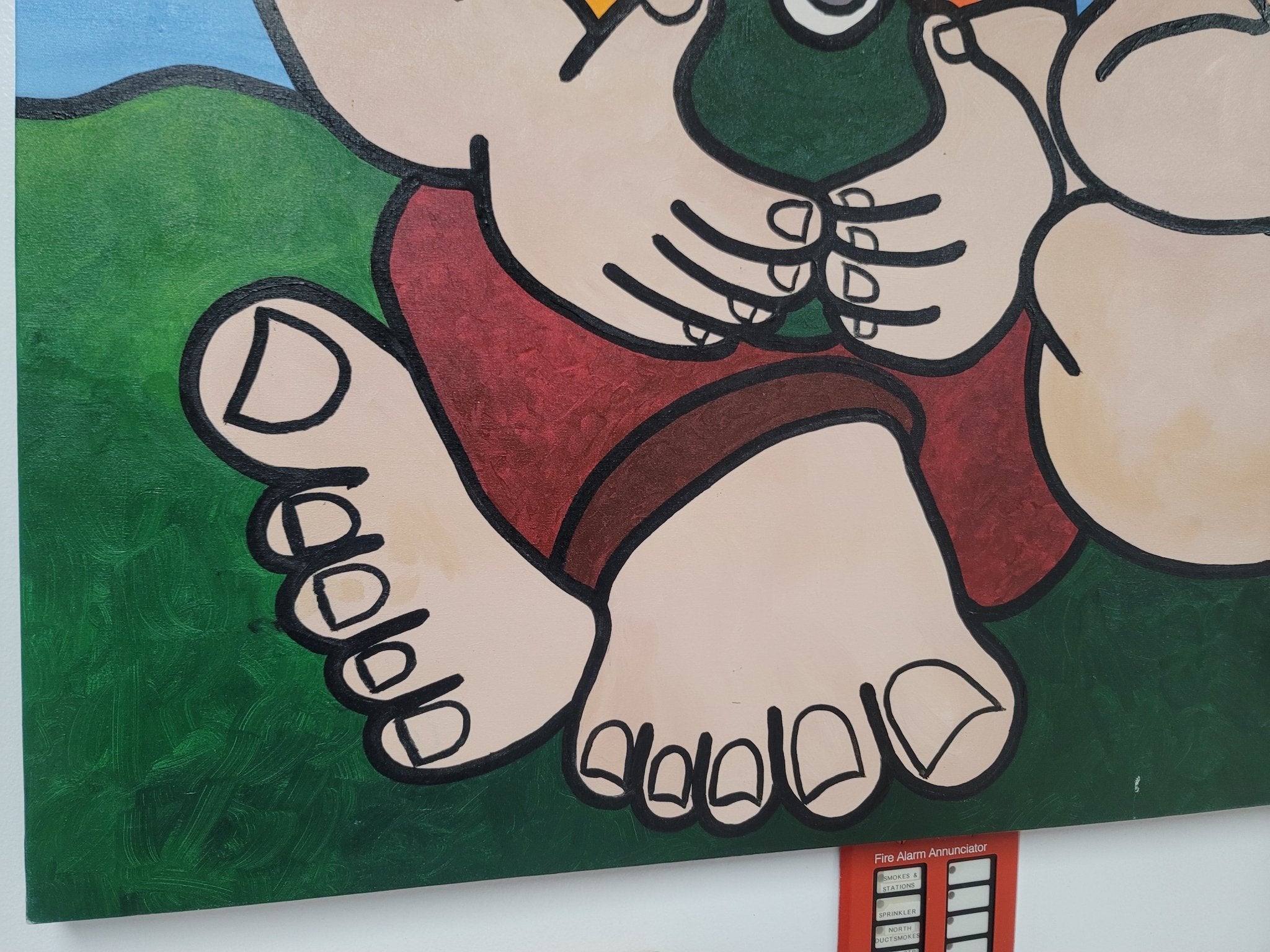 New Walmiru Original Faceless Painting on Canvas - Drinking Coconut Water 36" x 60" - Falcon Restaurant Supply - 4