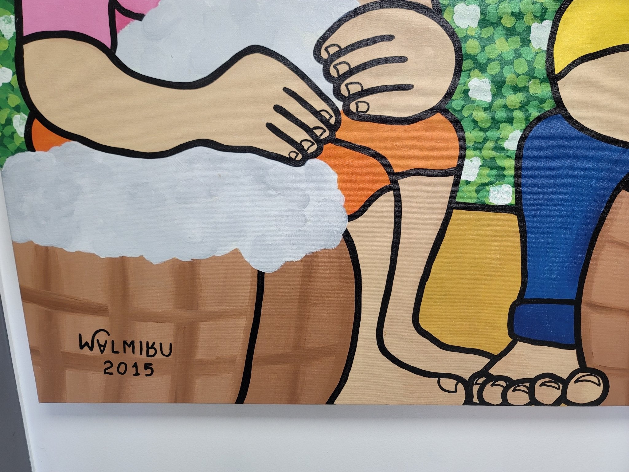 New Walmiru Original Faceless Painting on Canvas - Cotton Pickers 36" x 60" - Falcon Restaurant Supply - 6