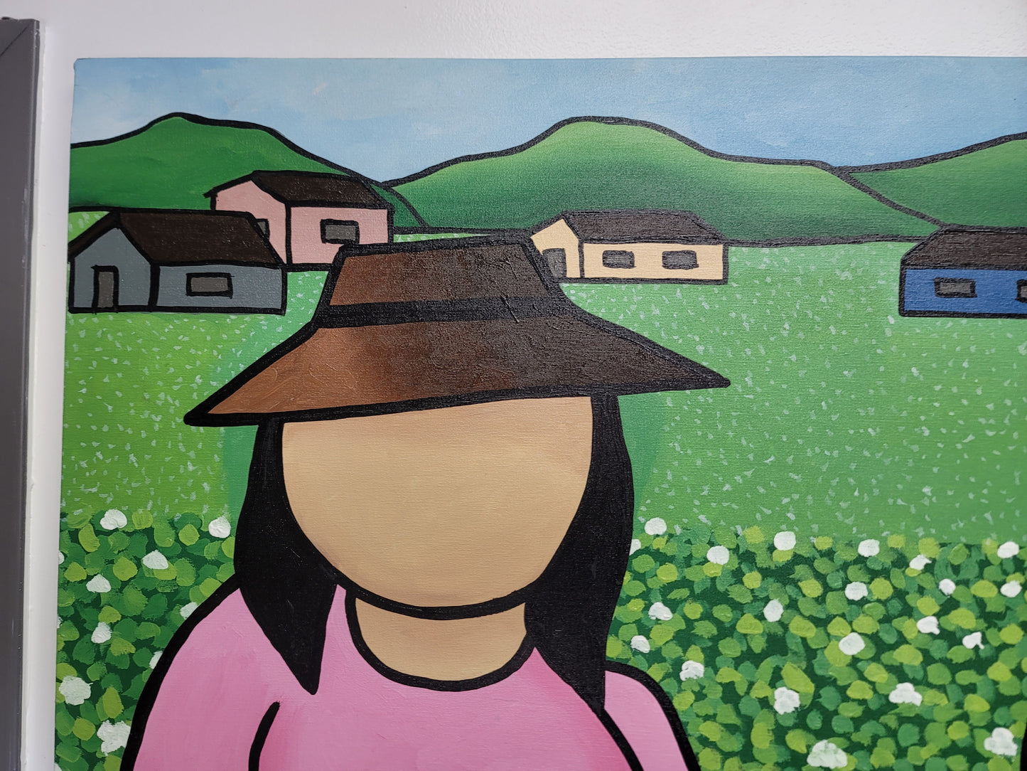 Walmiru Original Faceless Painting on Canvas - Cotton Pickers 36" x 60"