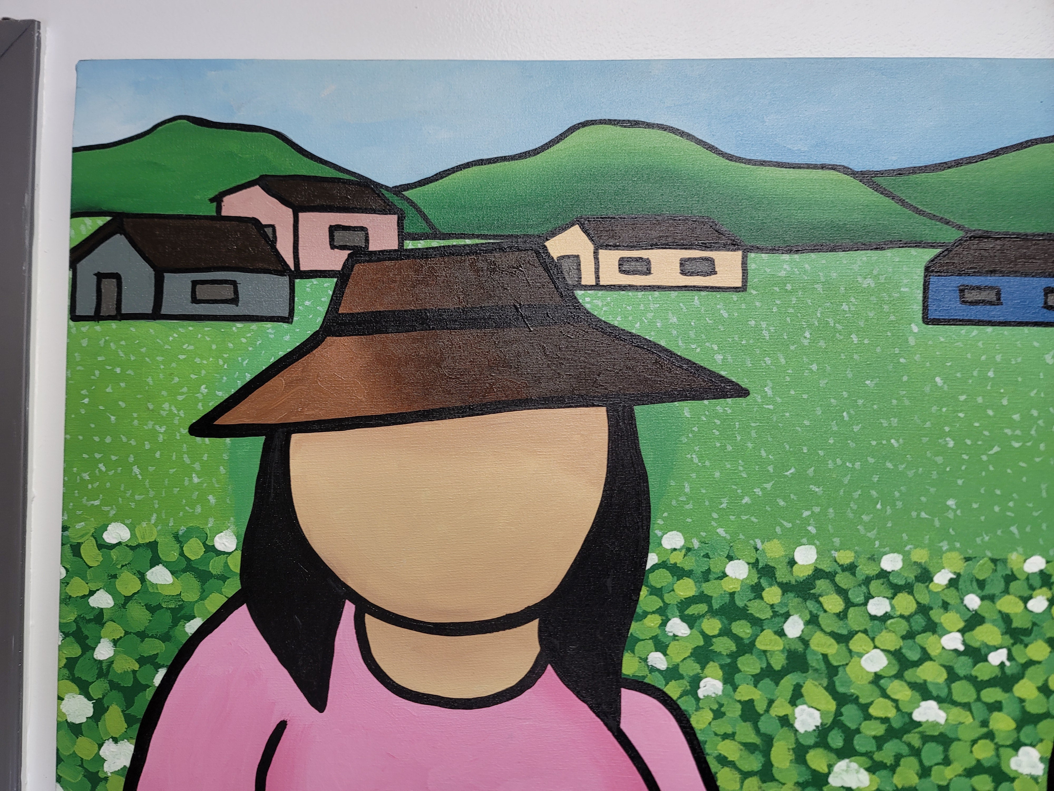 New Walmiru Original Faceless Painting on Canvas - Cotton Pickers 36" x 60"