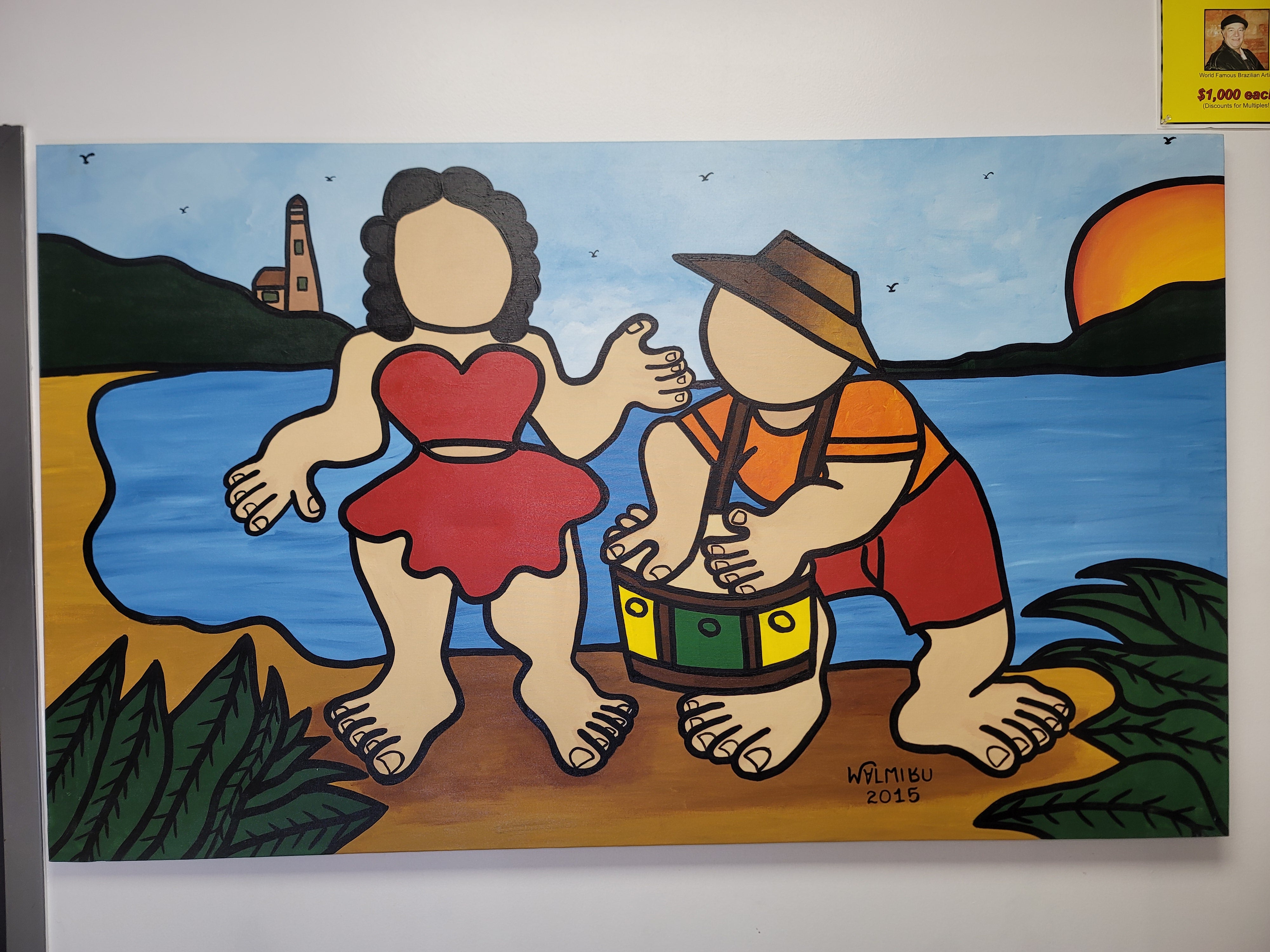 New Walmiru Original Faceless Painting on Canvas - Drum Dancing  36" x 60"