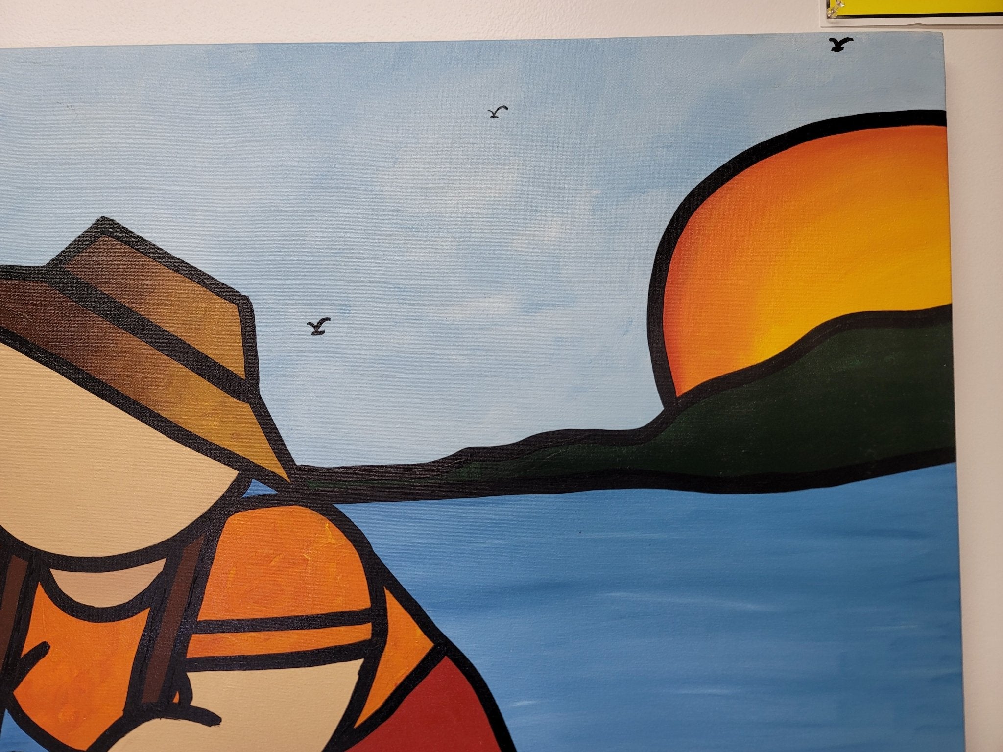 New Walmiru Original Faceless Painting on Canvas - Drum Dancing 36" x 60" - Falcon Restaurant Supply - 4