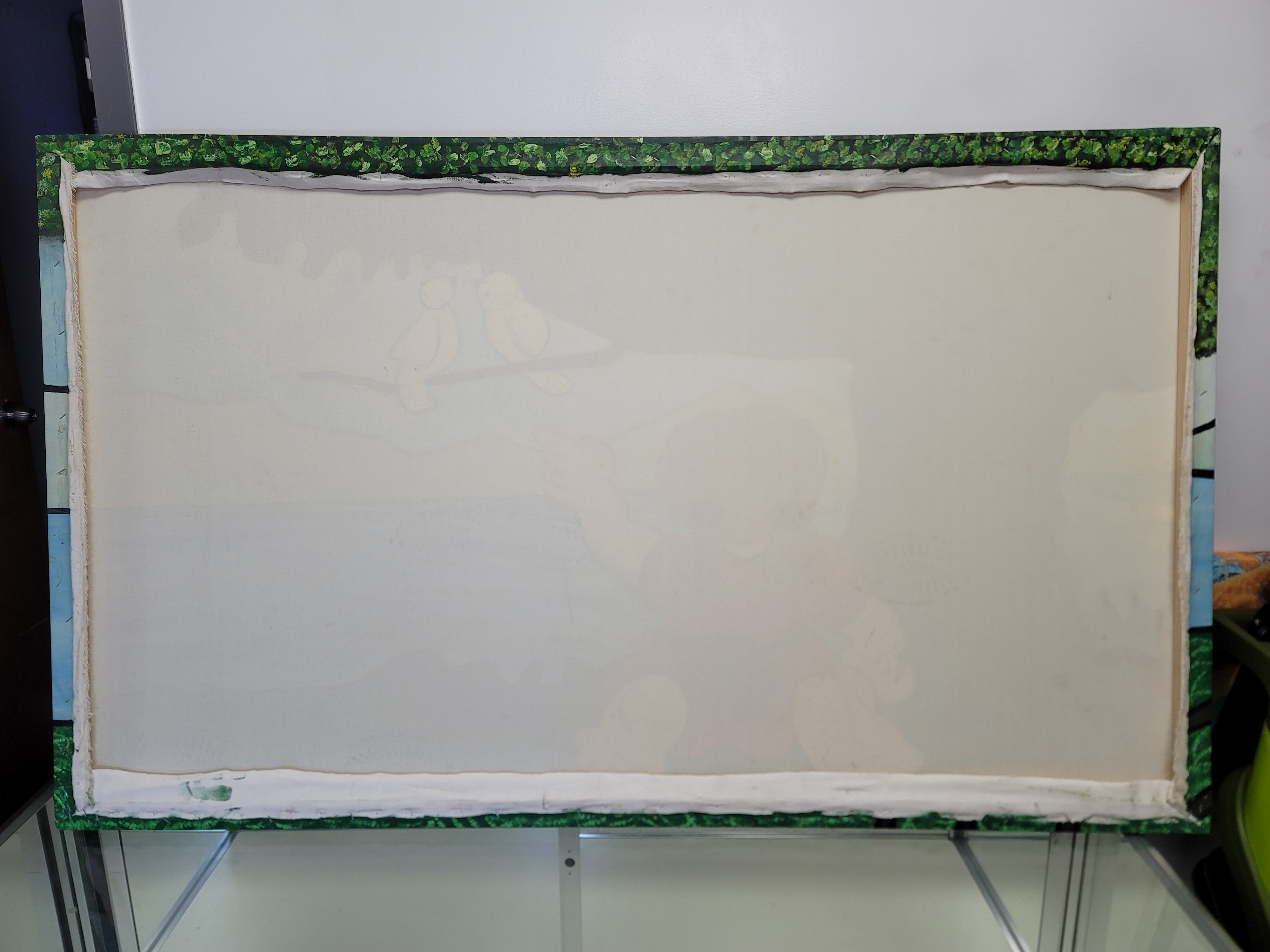 New Walmiru Original Faceless Painting on Canvas -  Girl Birds 36" x 60"