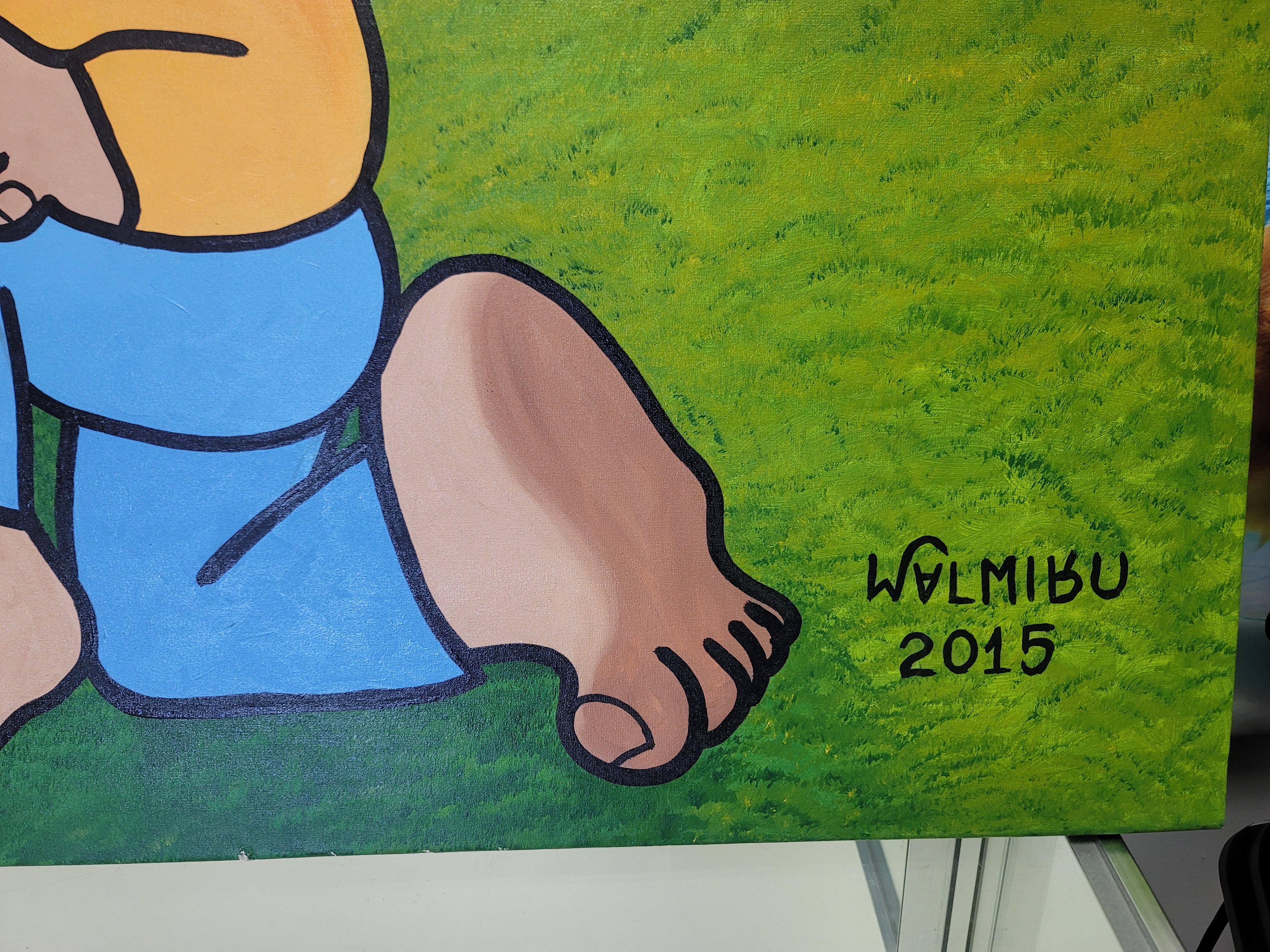 New Walmiru Original Faceless Painting on Canvas -   Lovers  36" x 60"