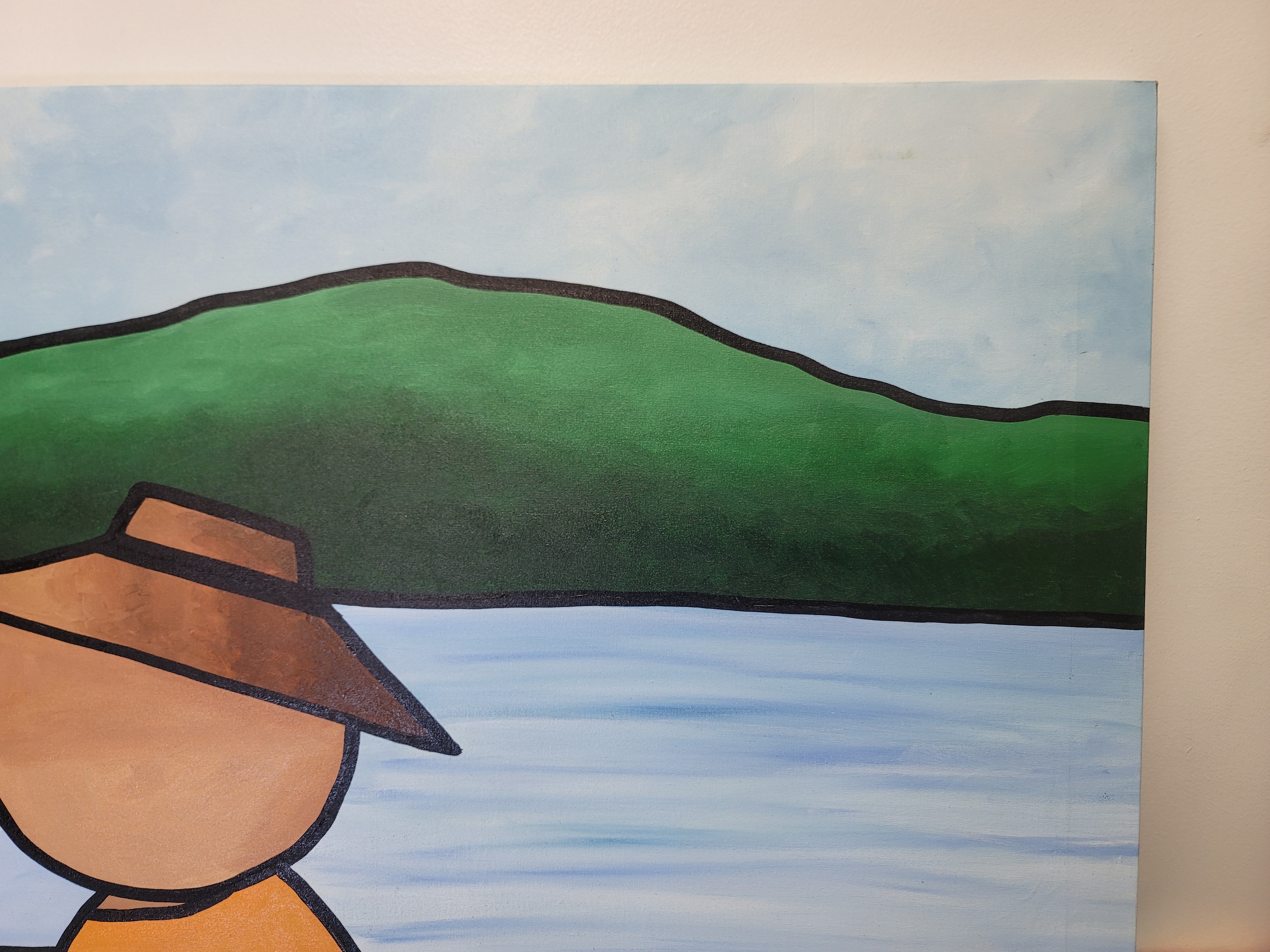 New Walmiru Original Faceless Painting on Canvas -   Lovers  36" x 60"