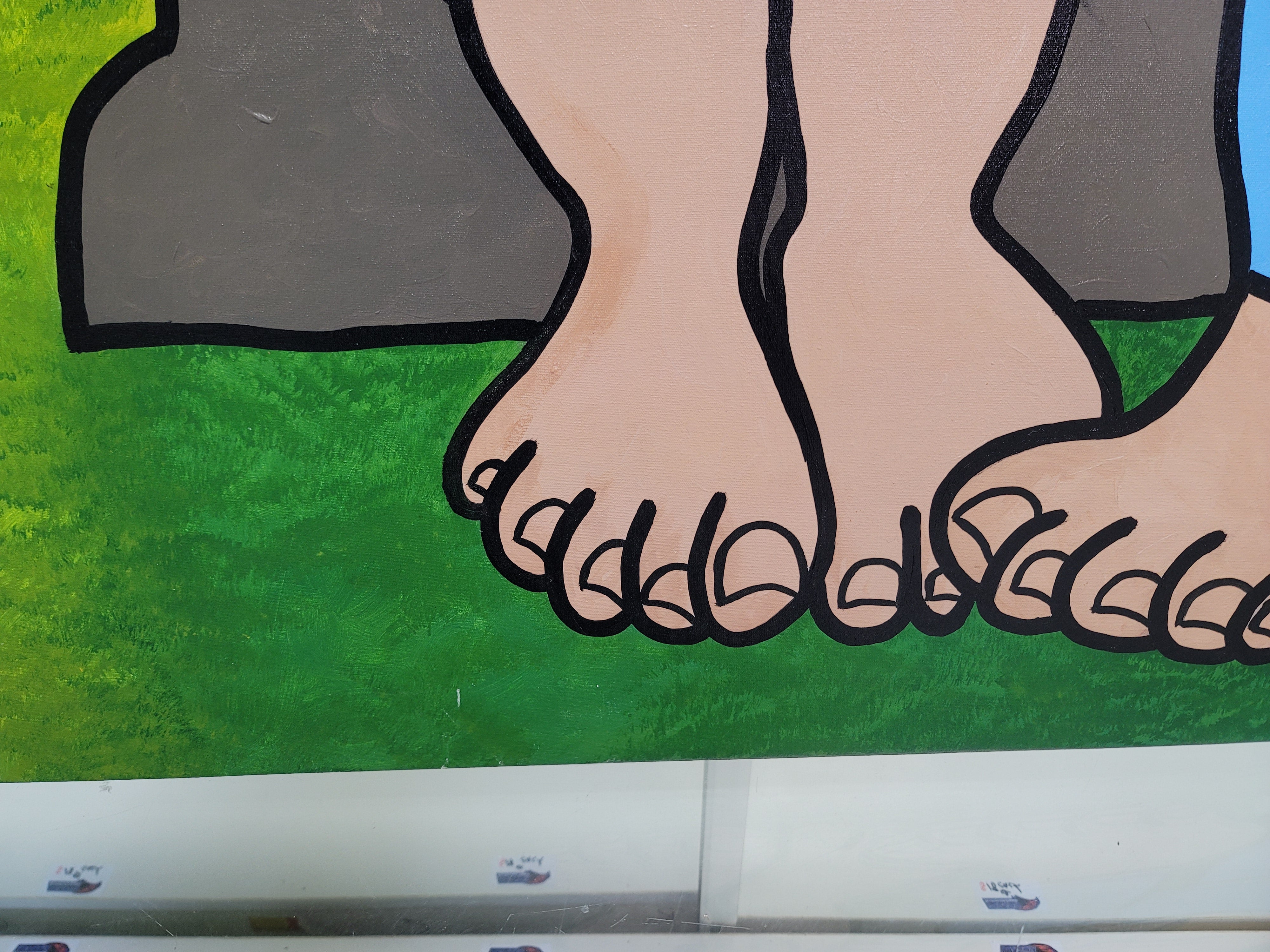 New Walmiru Original Faceless Painting on Canvas -   Lovers  36" x 60"