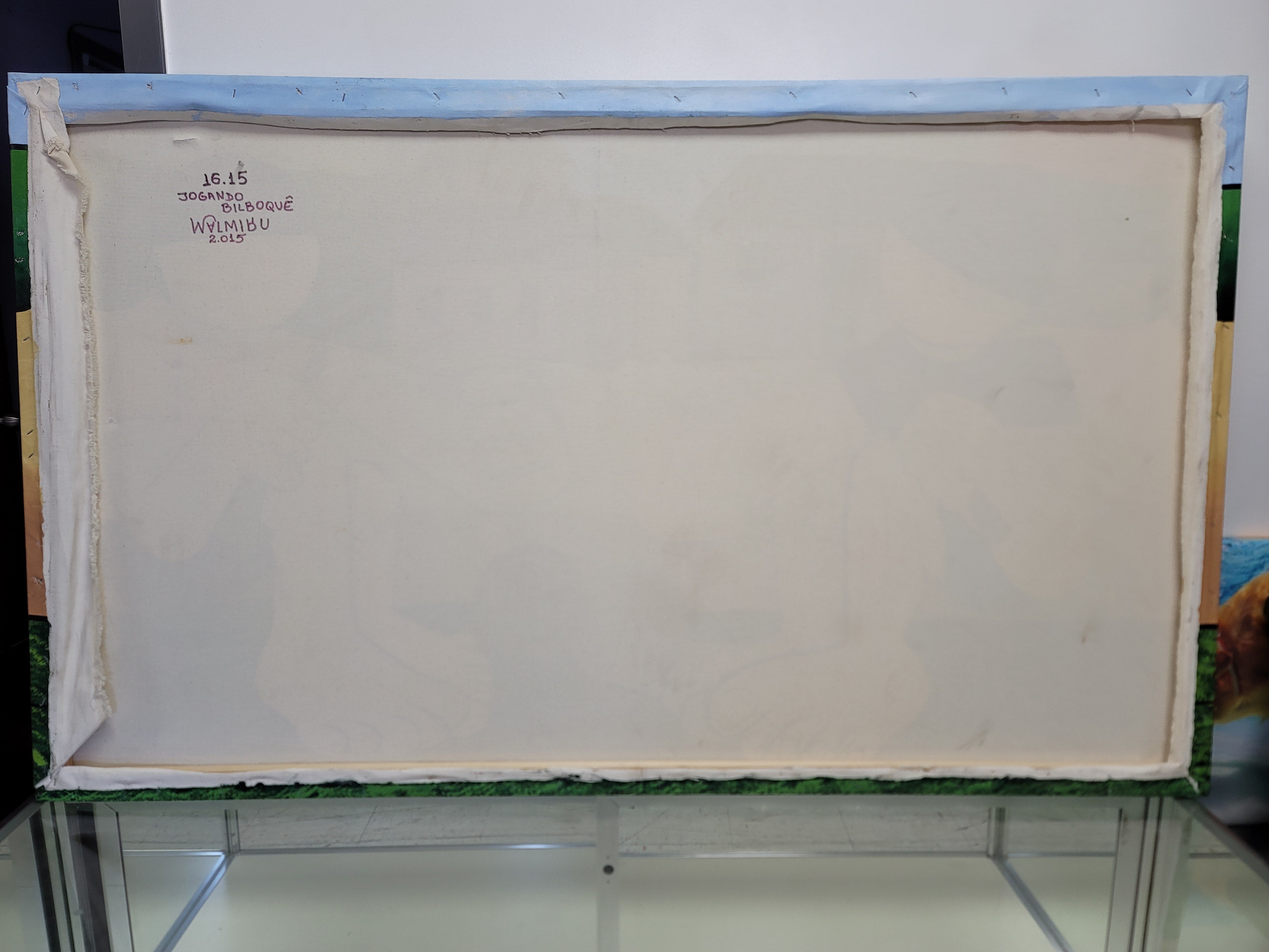 New Walmiru Original Faceless Painting on Canvas -  Playing Bilboque   36" x 60"