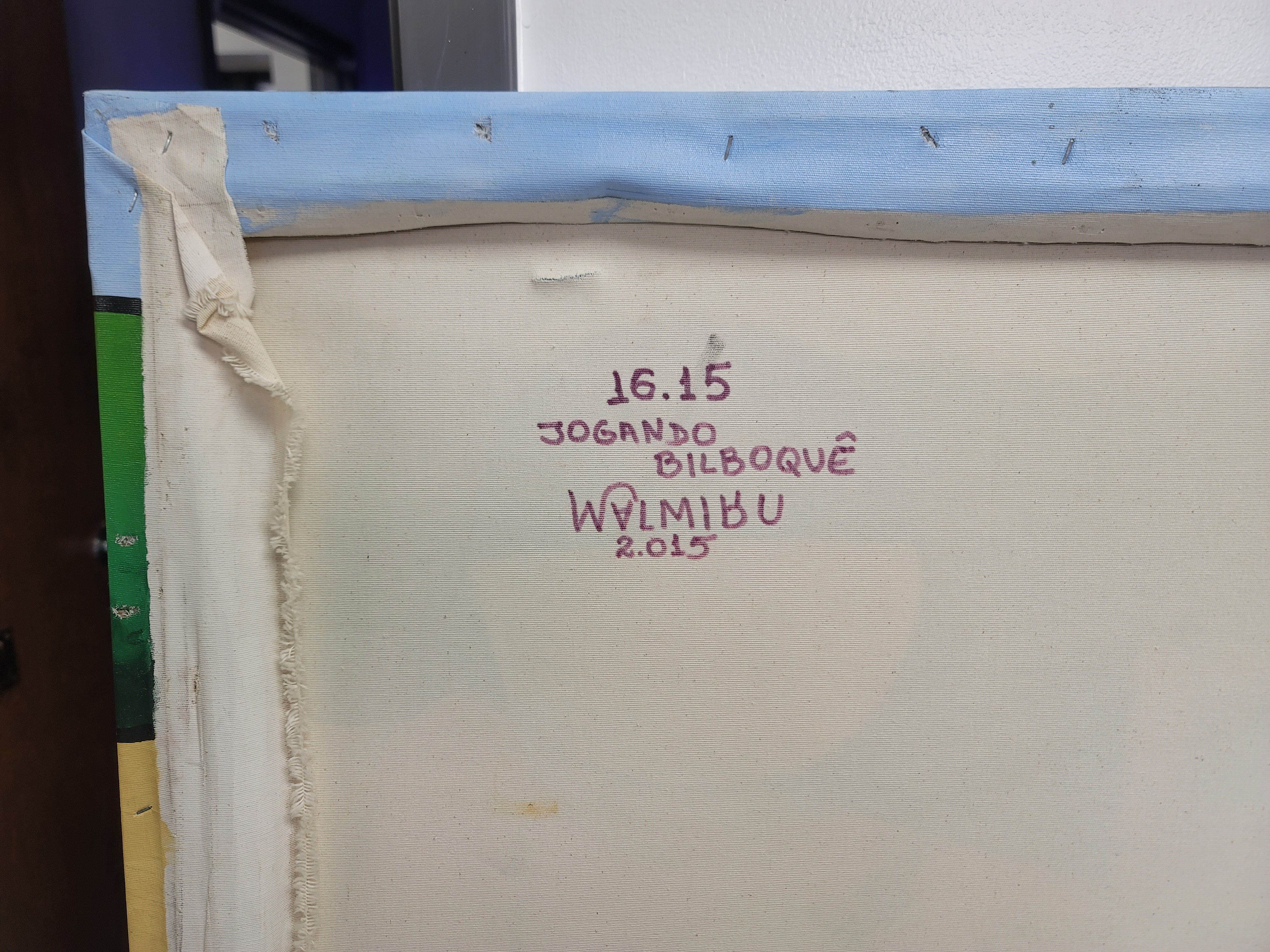 New Walmiru Original Faceless Painting on Canvas -  Playing Bilboque   36" x 60"