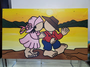 New Walmiru Original Faceless Painting on Canvas -  Couple   36" x 60"