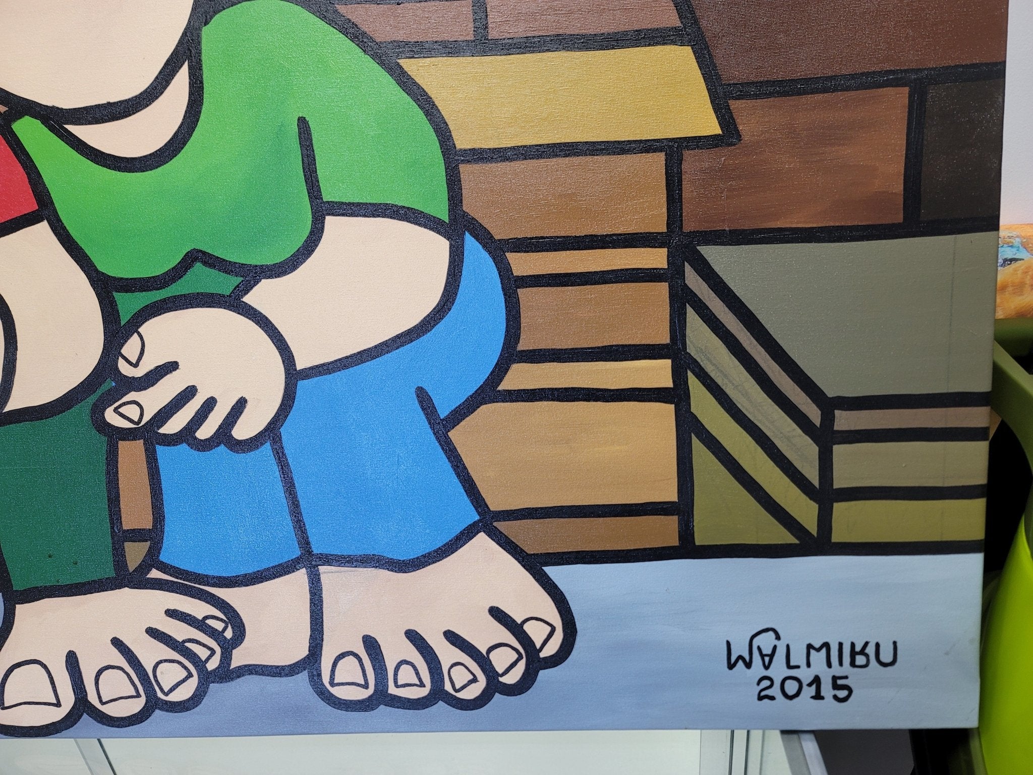 New Walmiru Original Faceless Painting on Canvas - Couple on Steps 36" x 60" - Falcon Restaurant Supply - 8