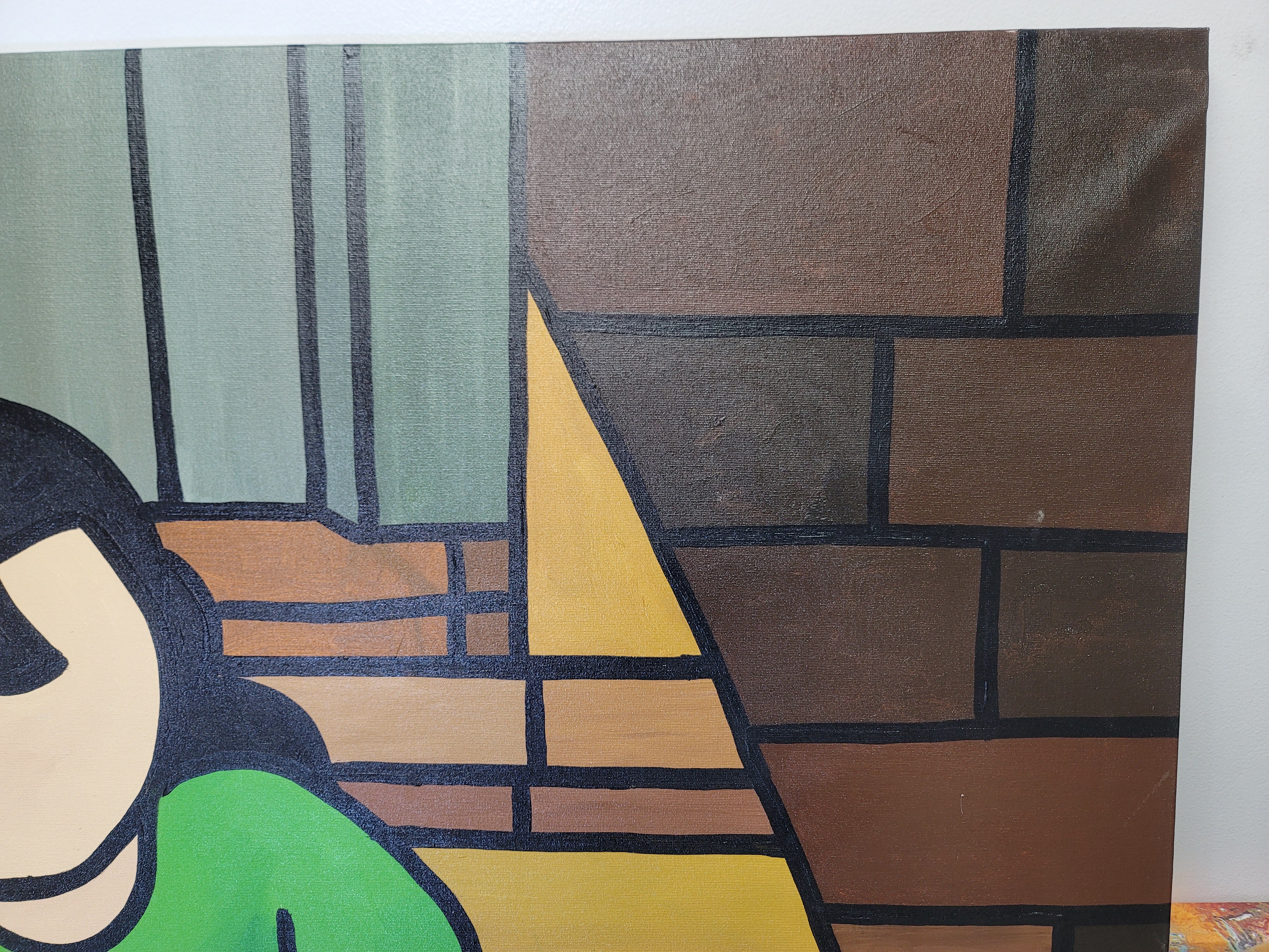 New Walmiru Original Faceless Painting on Canvas - Couple on Steps 36" x 60"