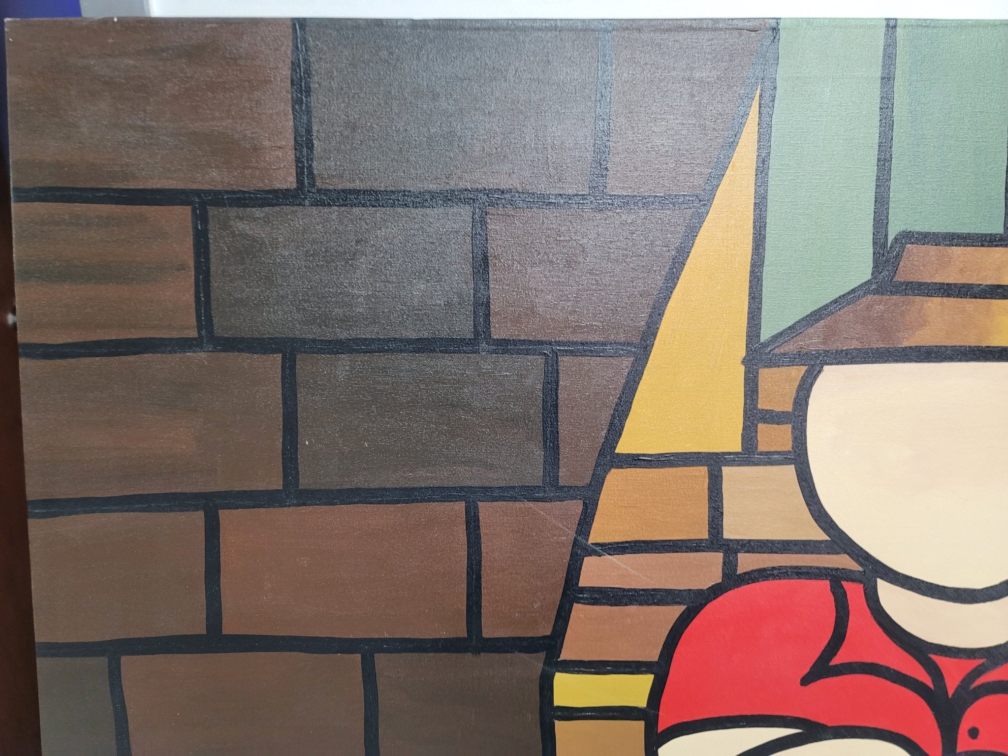 New Walmiru Original Faceless Painting on Canvas - Couple on Steps 36" x 60" - Falcon Restaurant Supply - 6