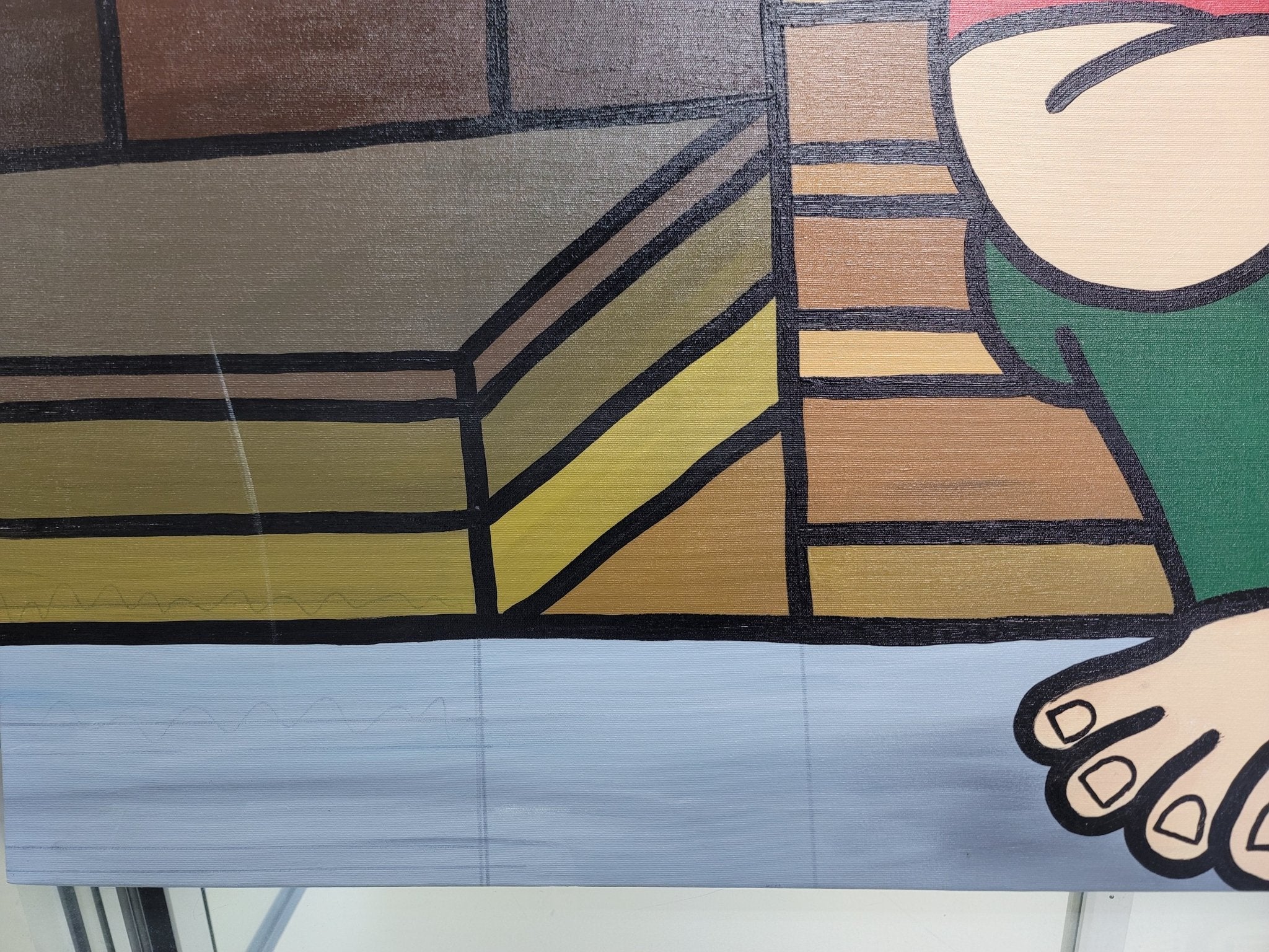 New Walmiru Original Faceless Painting on Canvas - Couple on Steps 36" x 60" - Falcon Restaurant Supply - 4